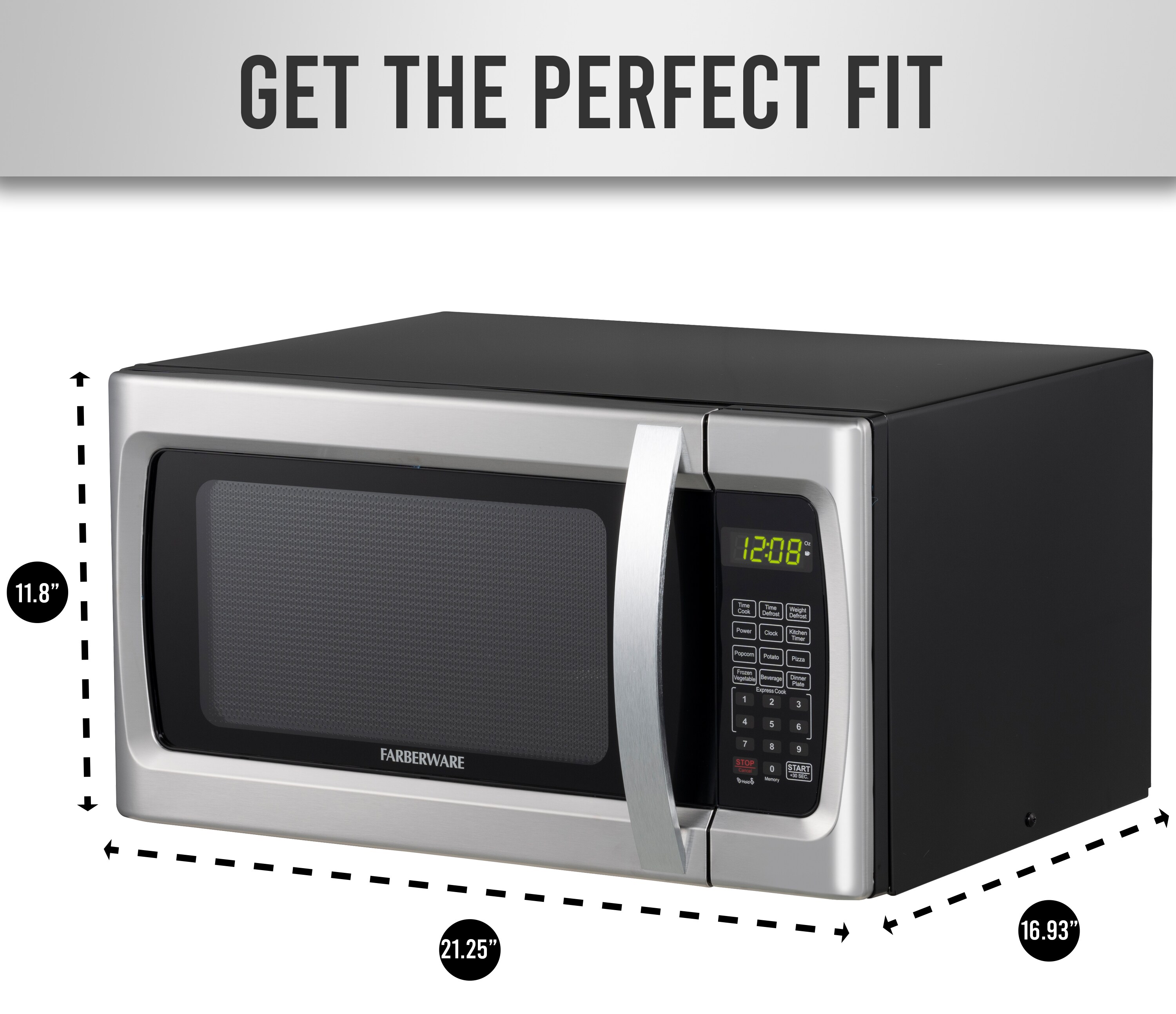 Farberware Classic FMO11AHTBKB 1.1 Cu. Ft. 1000-Watt Microwave Oven,  Stainless Steel