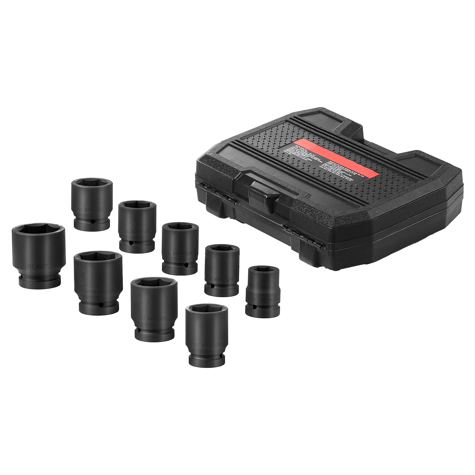 VEVOR SCZLMTTCZLM106233V0 Axle Nut Impact Socket Set 1-IN Drive 6-Point 9-Piece SAE Spindle Nut Socket Set CR-MO Heat Treated Large Socket Set with Storage Case for Auto Repair Removing or Installing Axle Nuts