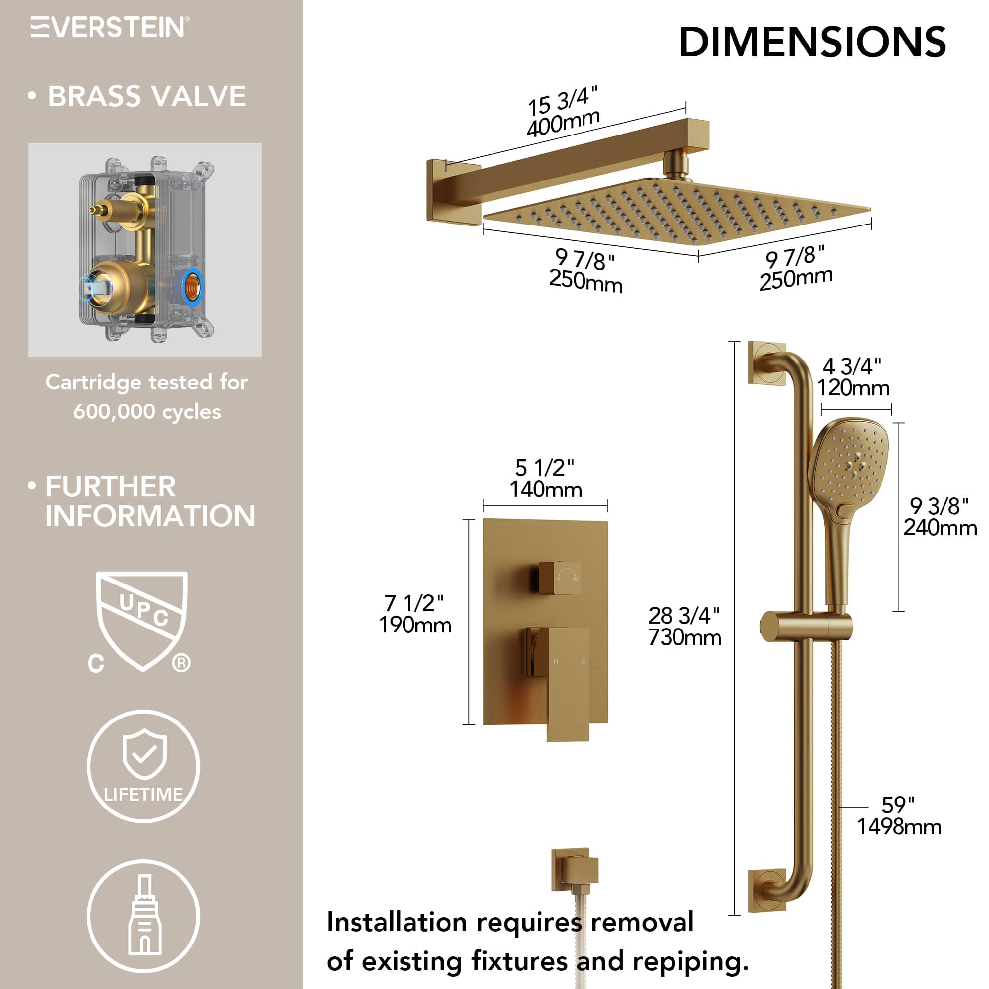 EVERSTEIN SFS-1153-GD Tub-Shower-Faucets - View #12