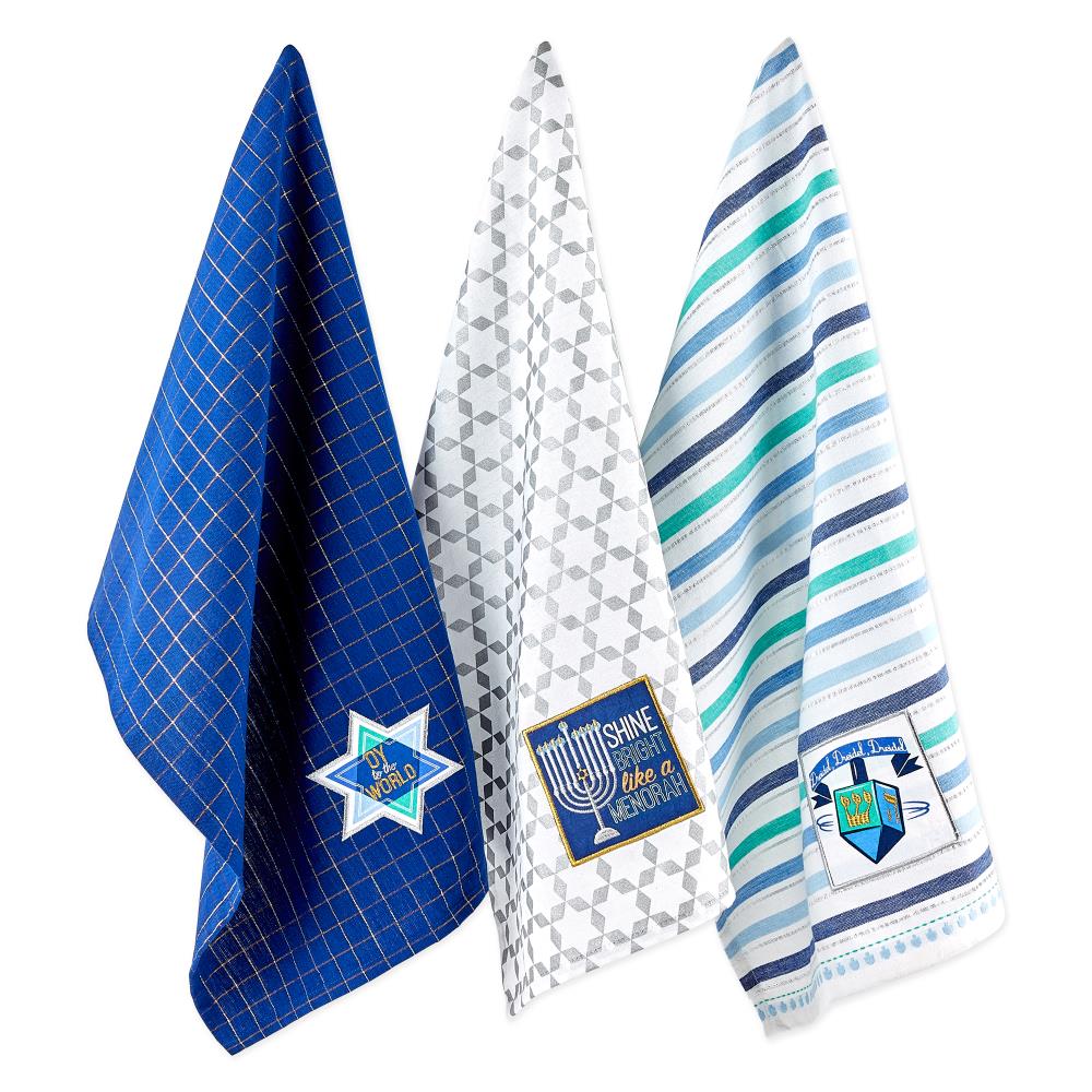 DII CAMZ11376 Assorted Hanukkah Dishtowel (Set of 3)