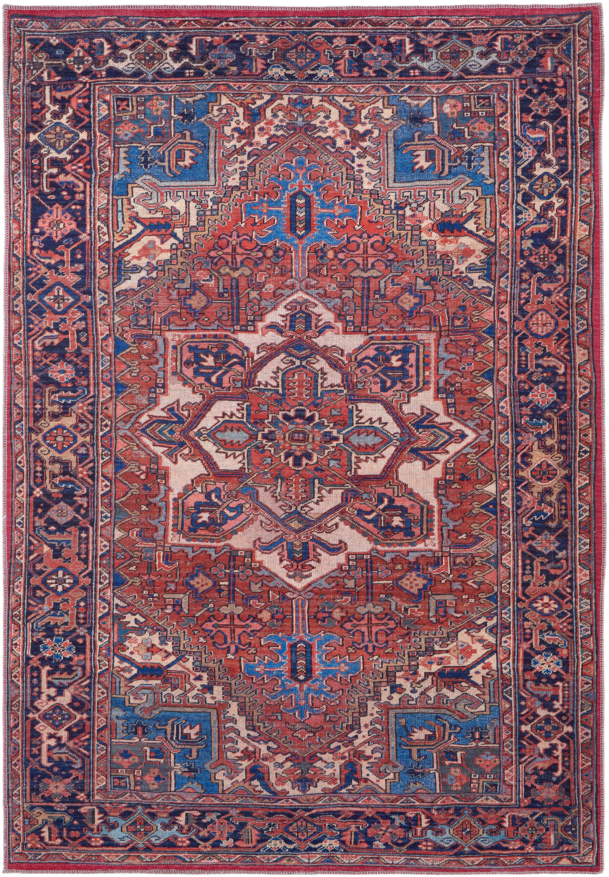 Room Envy RLNR39HHREDNVYP00 2 x 3 (ft) Loomed Polyester Red/Tan/Blue Rectangular Indoor Medallion Machine washable Area rug