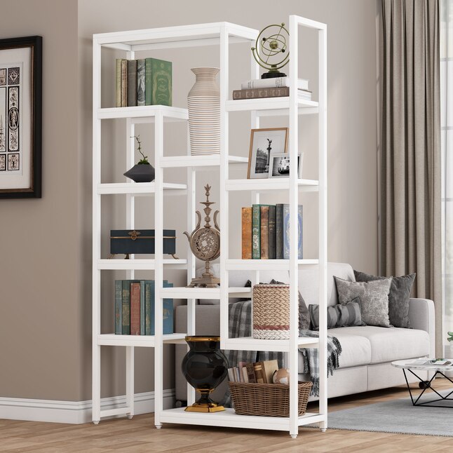 Tribesigns Hoga K0073 White Metal 10, Extra Wide Tall Bookcase