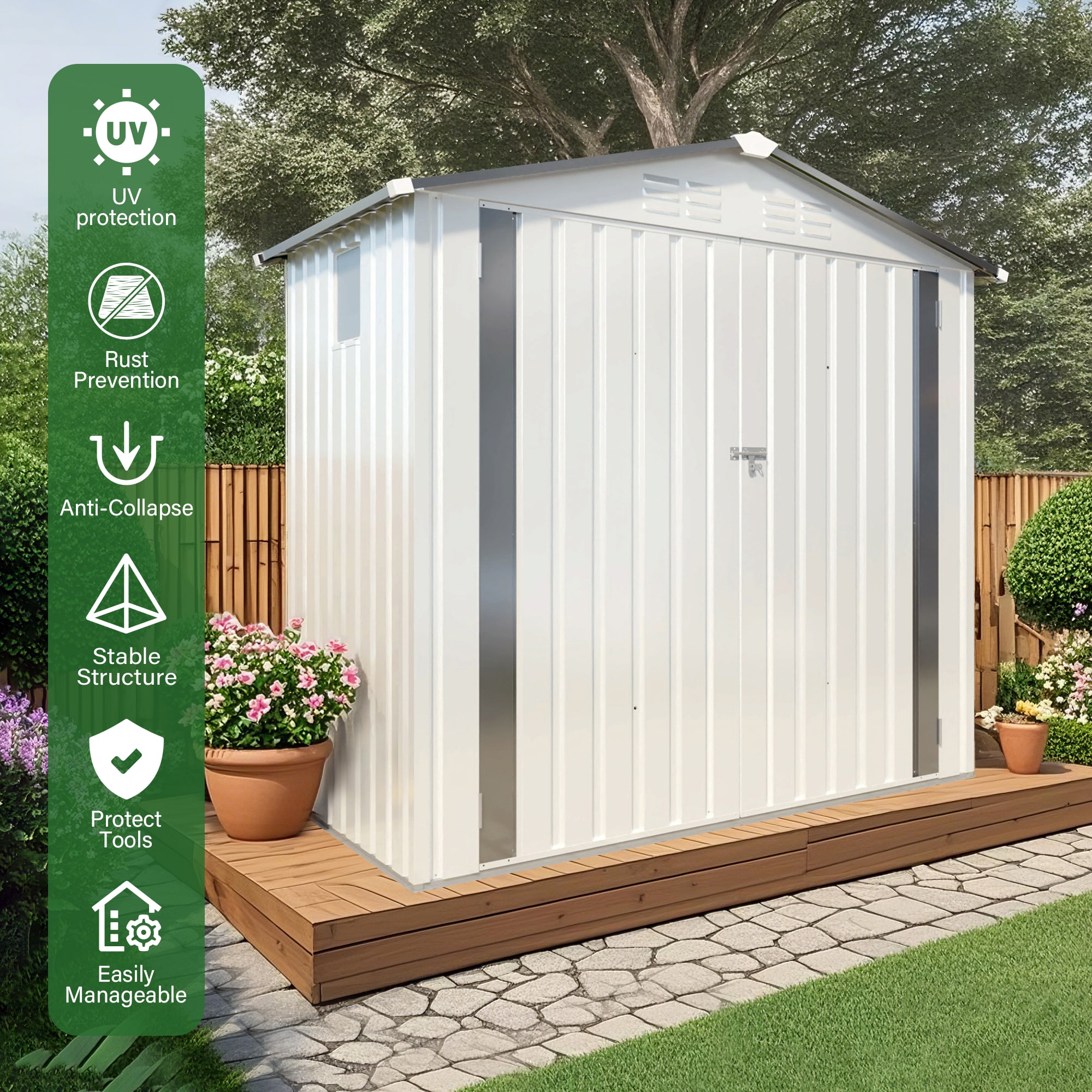 WELLFOR GIZHF573BK Metal-Storage-Buildings-Sheds - View #5