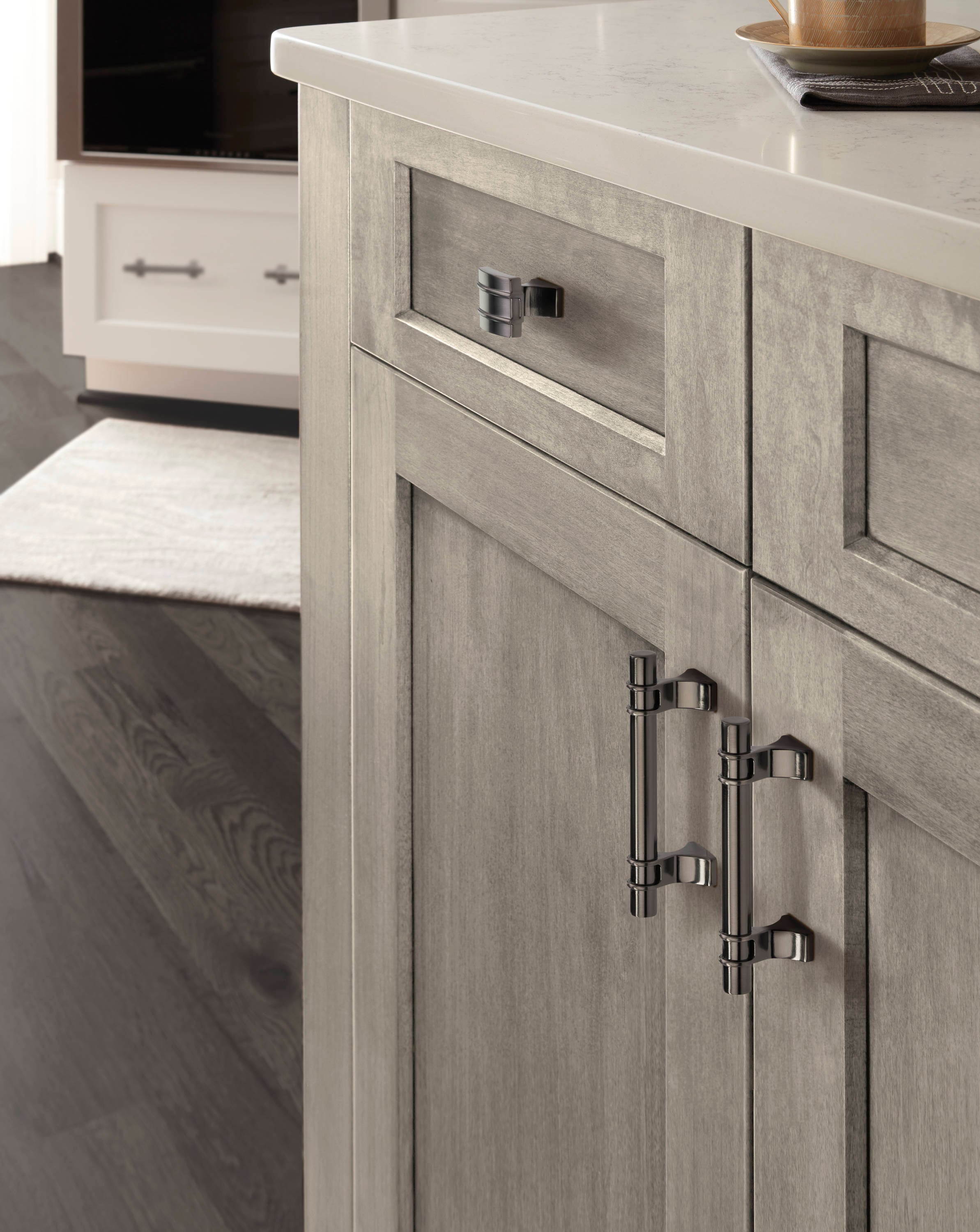 Gunmetal Modern Industrial Cabinet Bar Pull with Mounting Hardware