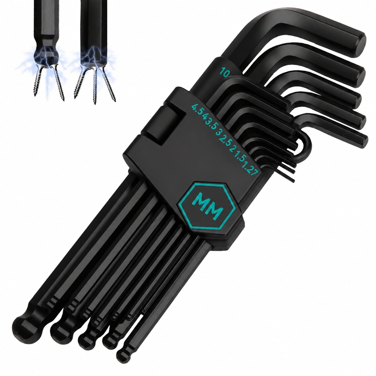 DYRCJ  13 Pieces Hex Key Allen Wrench Set Metric Size with Ball End 1 27 10 MM Long Arm Ball Design Chrome Vanadium Steel