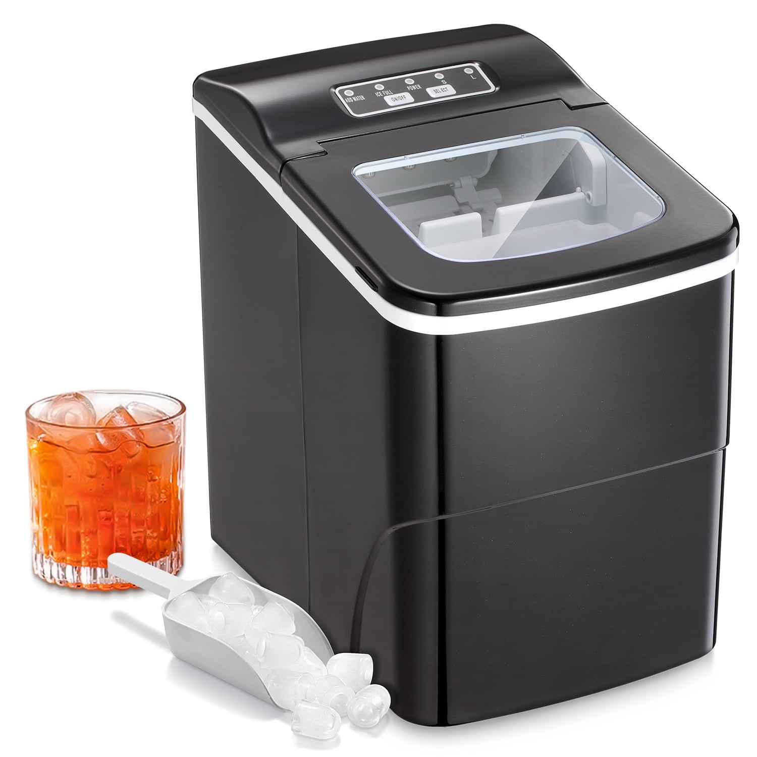 COWSAR Z5876-BLACK 26-lb Ice Per day Countertop or portable Bullet Ice Maker ( Black )