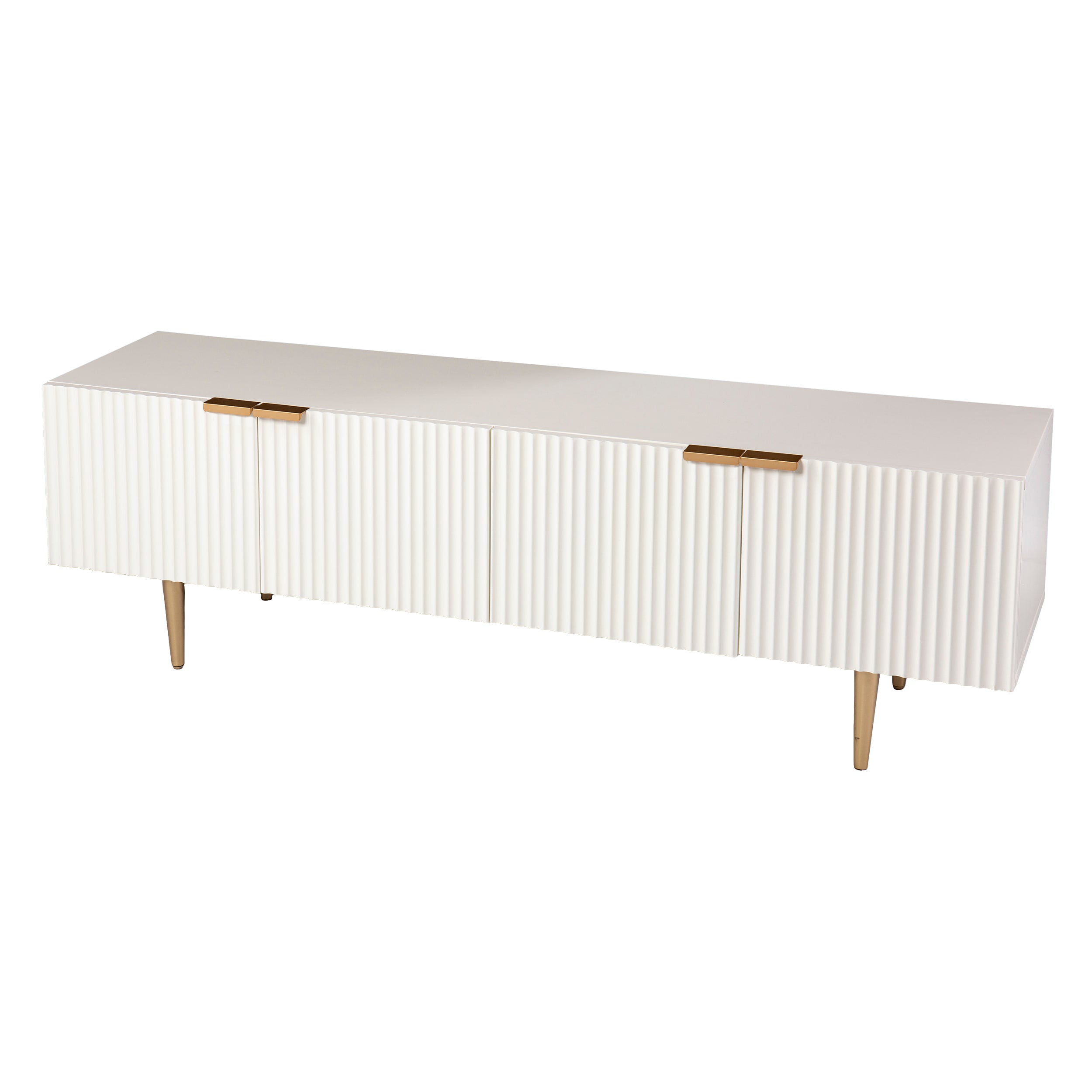 Boston Loft Furnishings Mesu White and gold Contemporary/Modern Composite Media Cabinet #ATG6565311MS