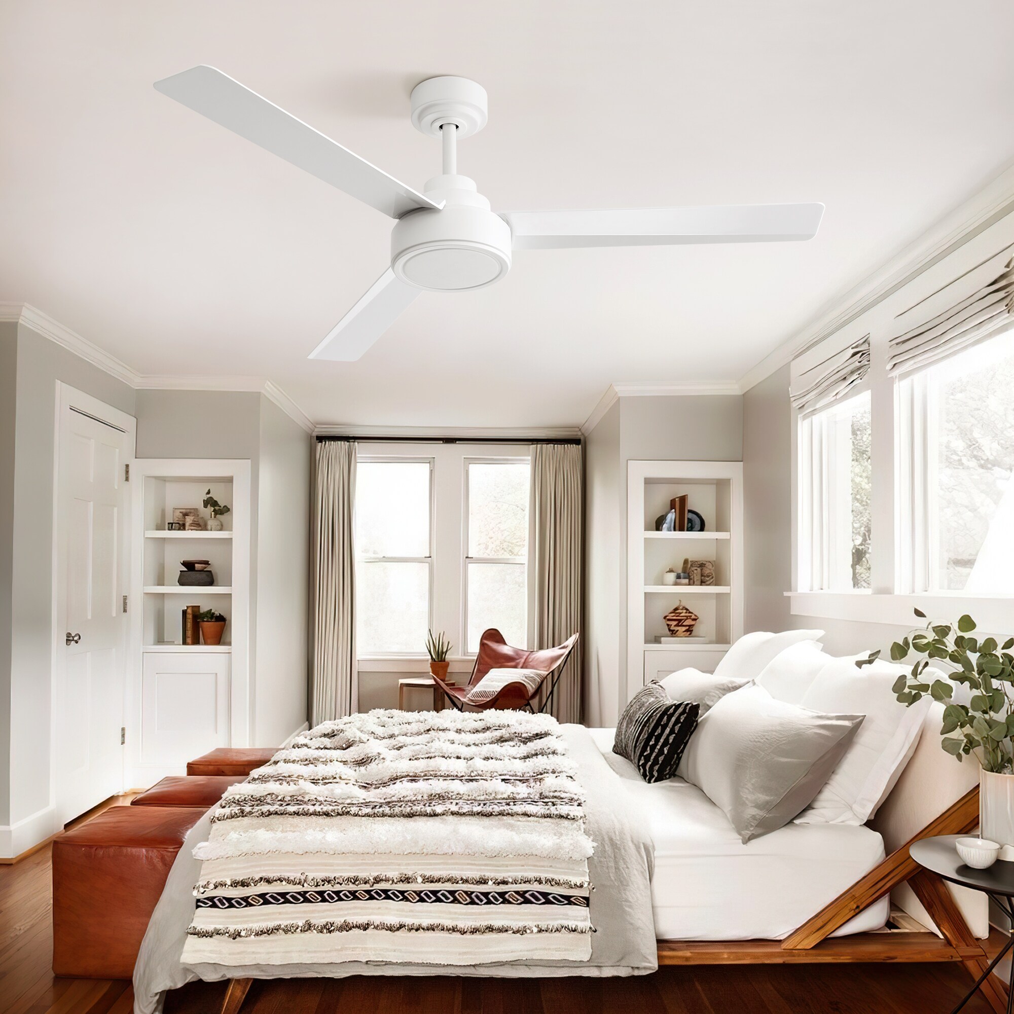 LUXEYARD 52 inch Ceiling Fan No Light 3 ABS Blades 6 Speed Remote DC ...