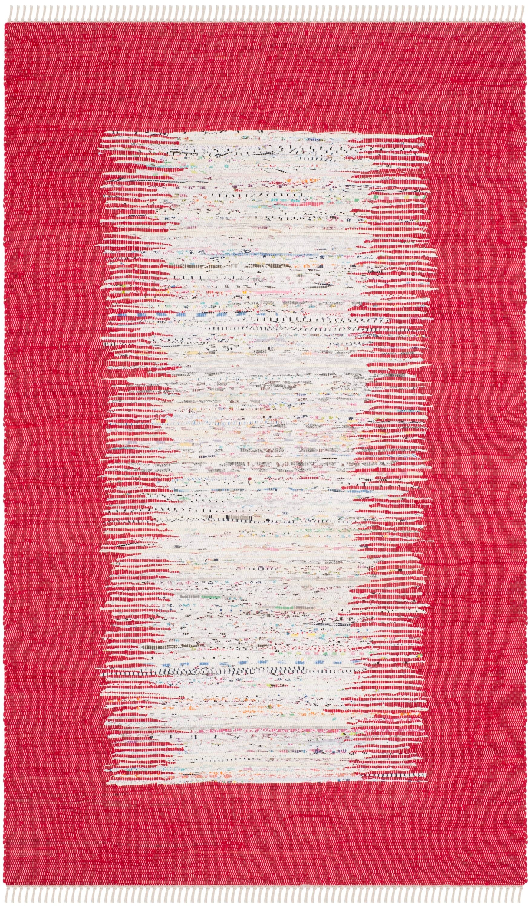 Safavieh MTK711B-6 Montauk Keeling 6 x 9 (ft) Cotton Ivory/Red Rectangular Indoor Border Coastal Area rug