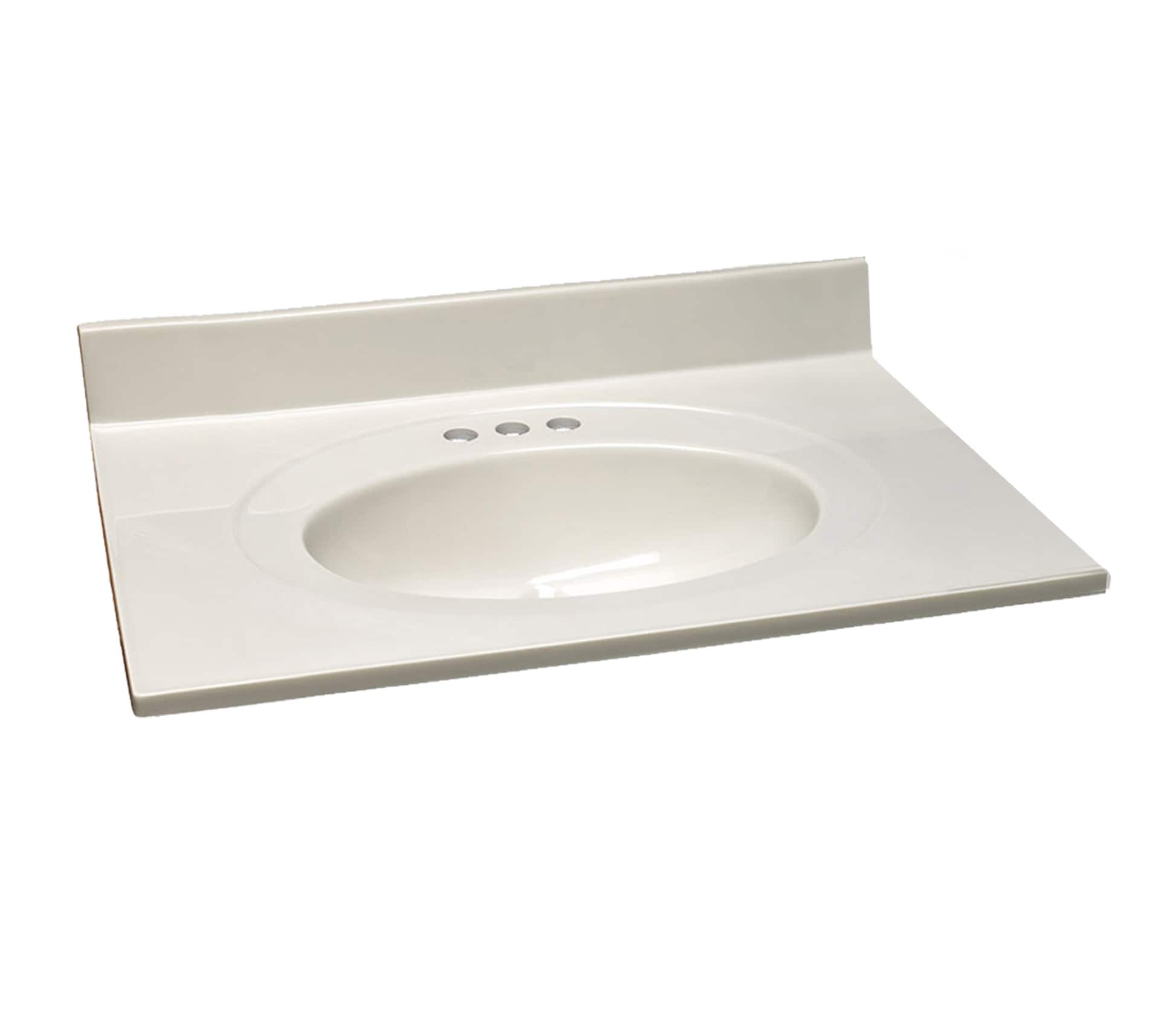 Design House 550350 White on White Cultured Marble Top 30-in x 22-in Ivory Swirl Cultured Marble Single Sink 4-in Centerset Faucet Mount Bathroom Vanity Top