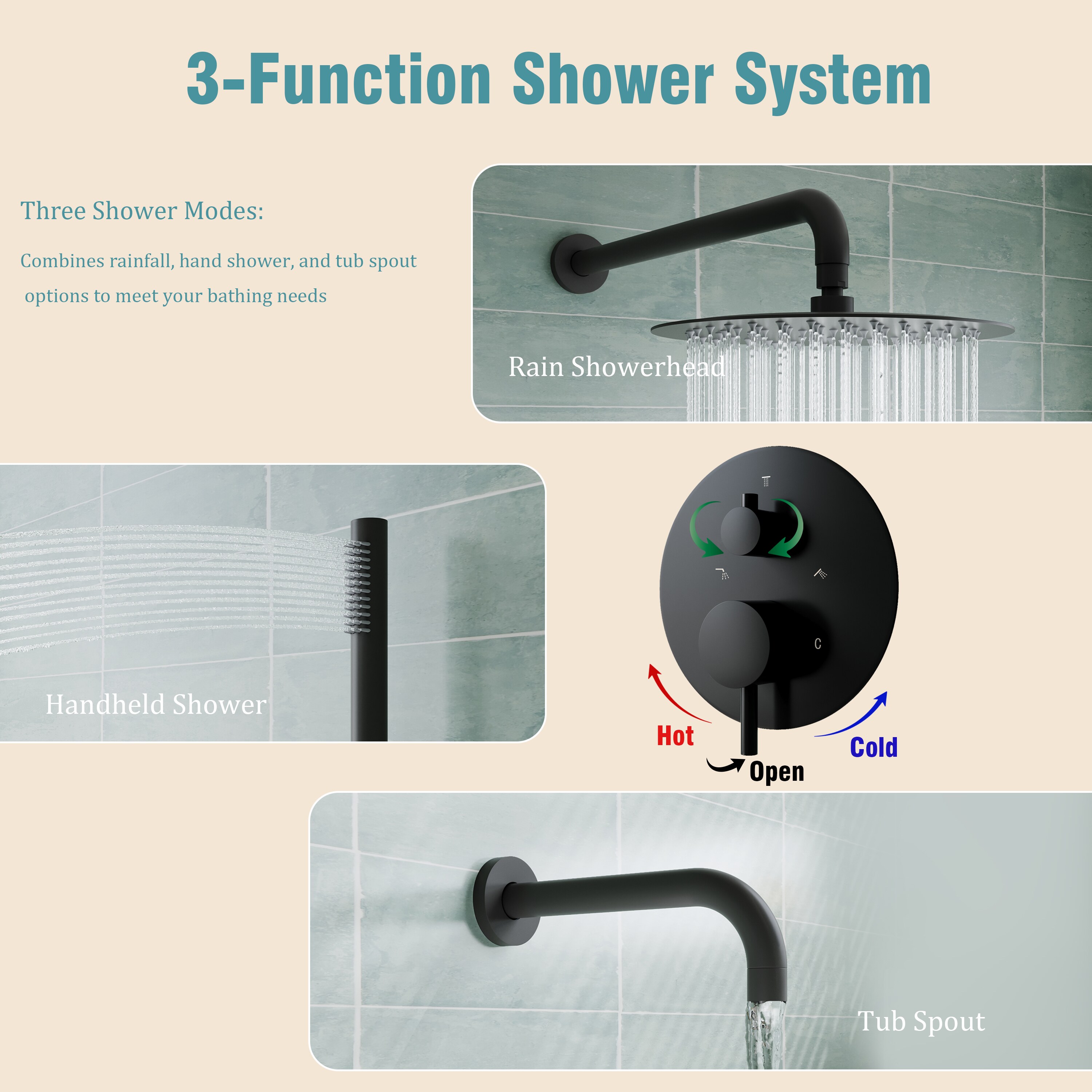 WELLFOR QJ-C-117933NG Showerhead-Bar-Panels - View #7
