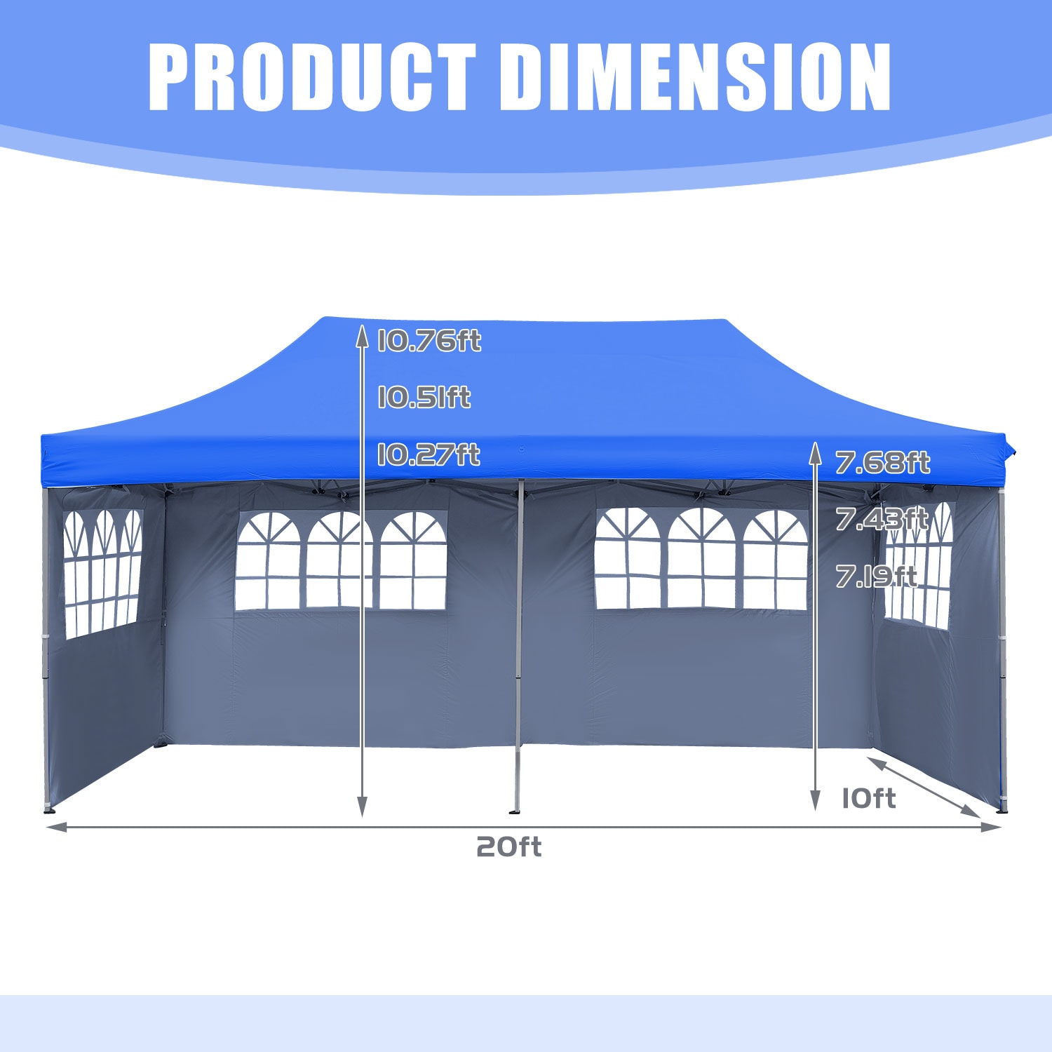 GDY 20-ft x 10-ft Rectangle Blue Pop-up Canopy in the Canopies ...