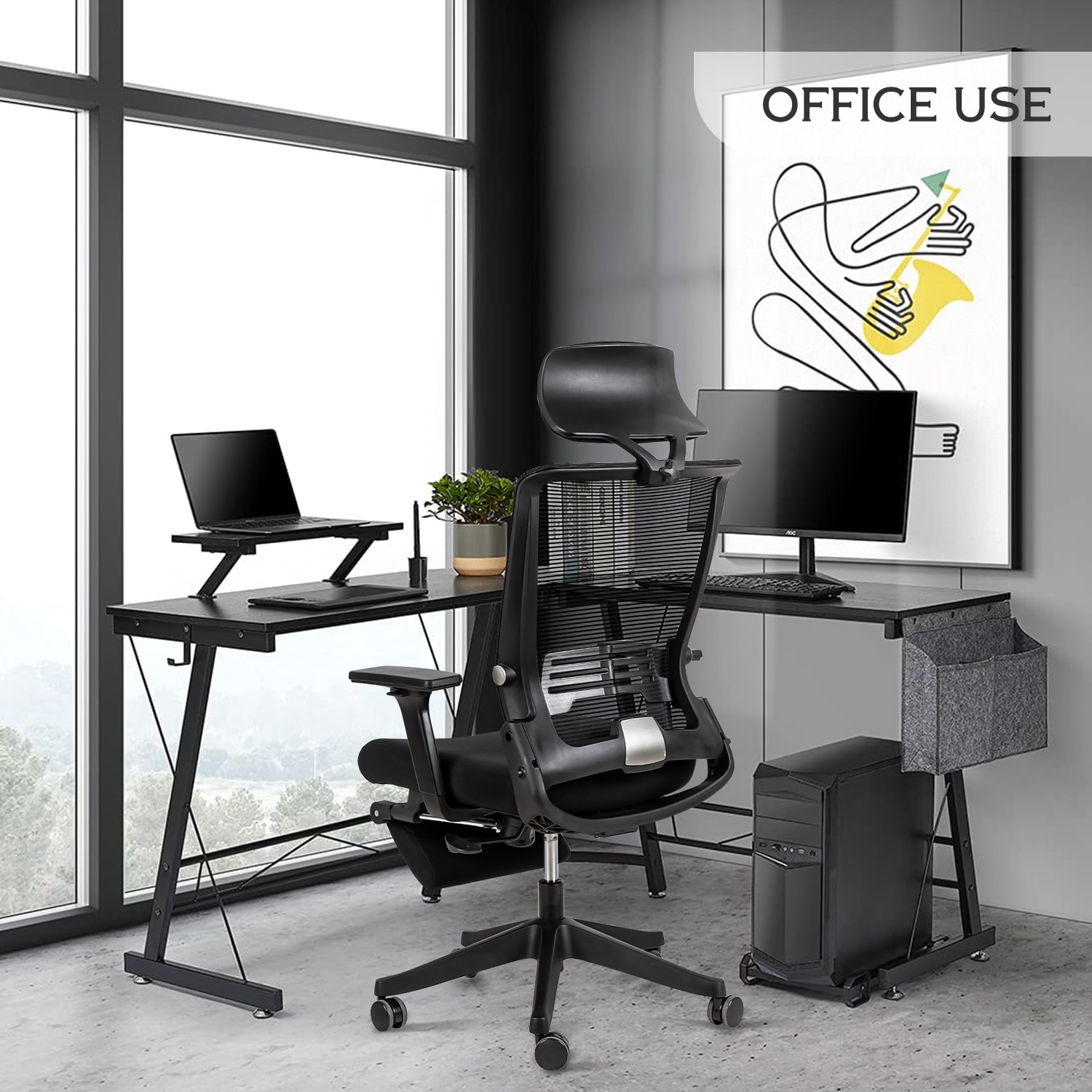 Tatayosi JJ-02720054 Ergonomic Office Chair with Lumbar Support  Headrest  Flip-up Arms Height Adjustable Rocking Home Office Desk Swivel High Back Computer Chair Warm Taupe Mesh Study Chair