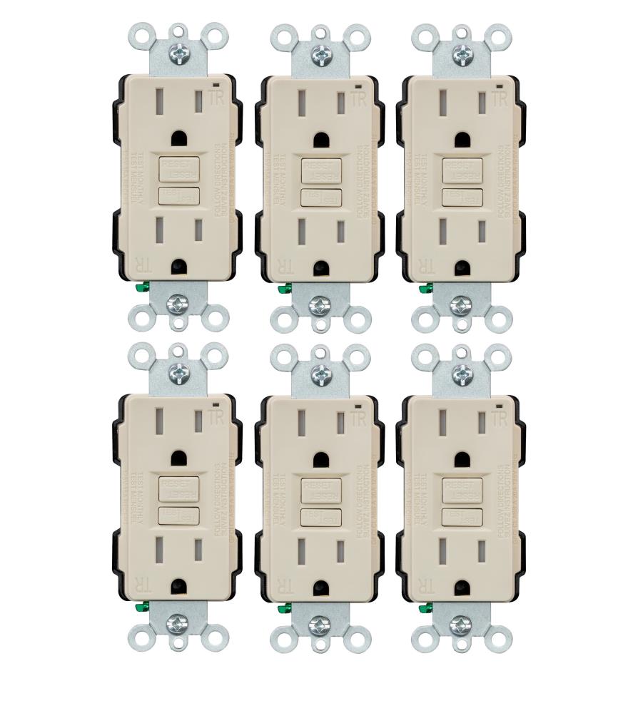 Utilitech G1915T-LA6 15 -Amp 125-volt Tamper Resistant GFCI Residential Decorator Outlet , Light almond 6 -Pack