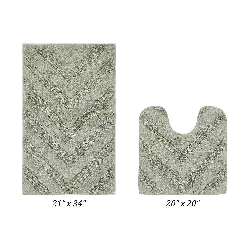 Hugo Sage Cotton 2-Piece Tufted Bath Rug Set with Non-Slip Backing
