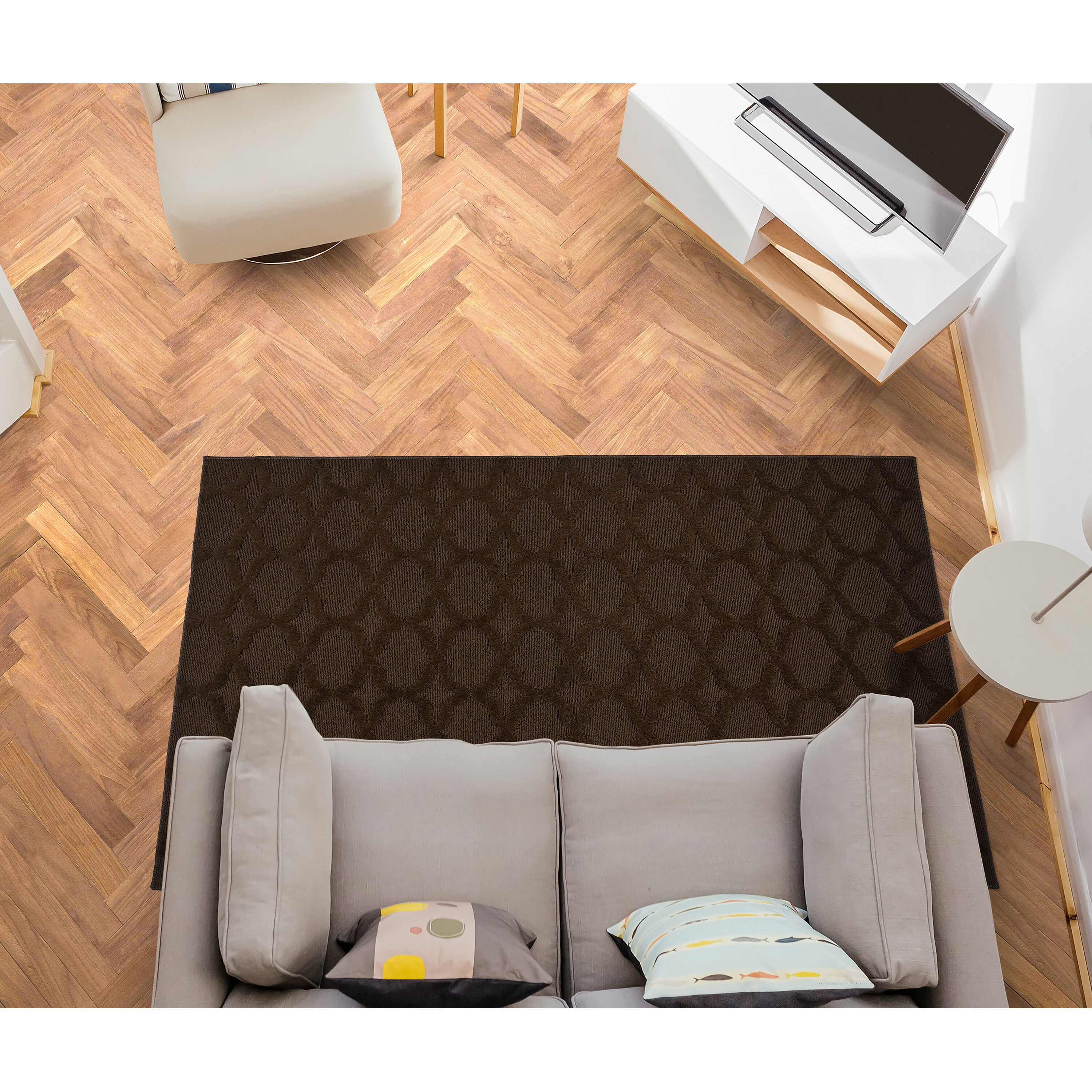 Garland Rug CL100N09612003 Sparta 8 x 10 (ft) Tufted Polypropylene Mocha Rectangular Indoor Geometric Farmhouse/Cottage Area rug