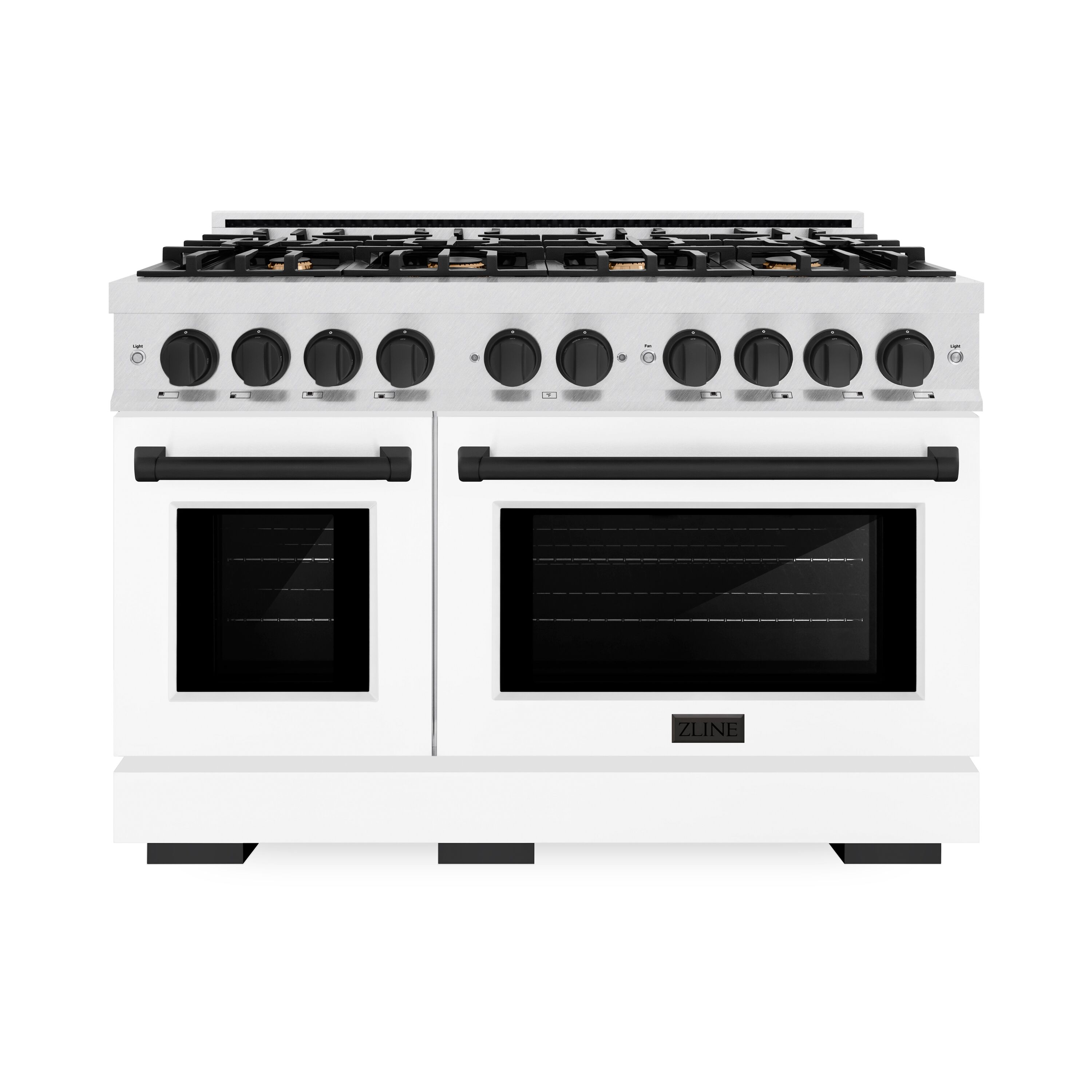 ZLINE KITCHEN & BATH HGRSZ-WM-48-MB Select 48-in 8 burners 4.2-cu ft / 2.5-cu ft Convection Oven Freestanding Liquid Propane Double Oven Gas Range ( Stainless Steel, White Matte Door, Matte Black Accents )
