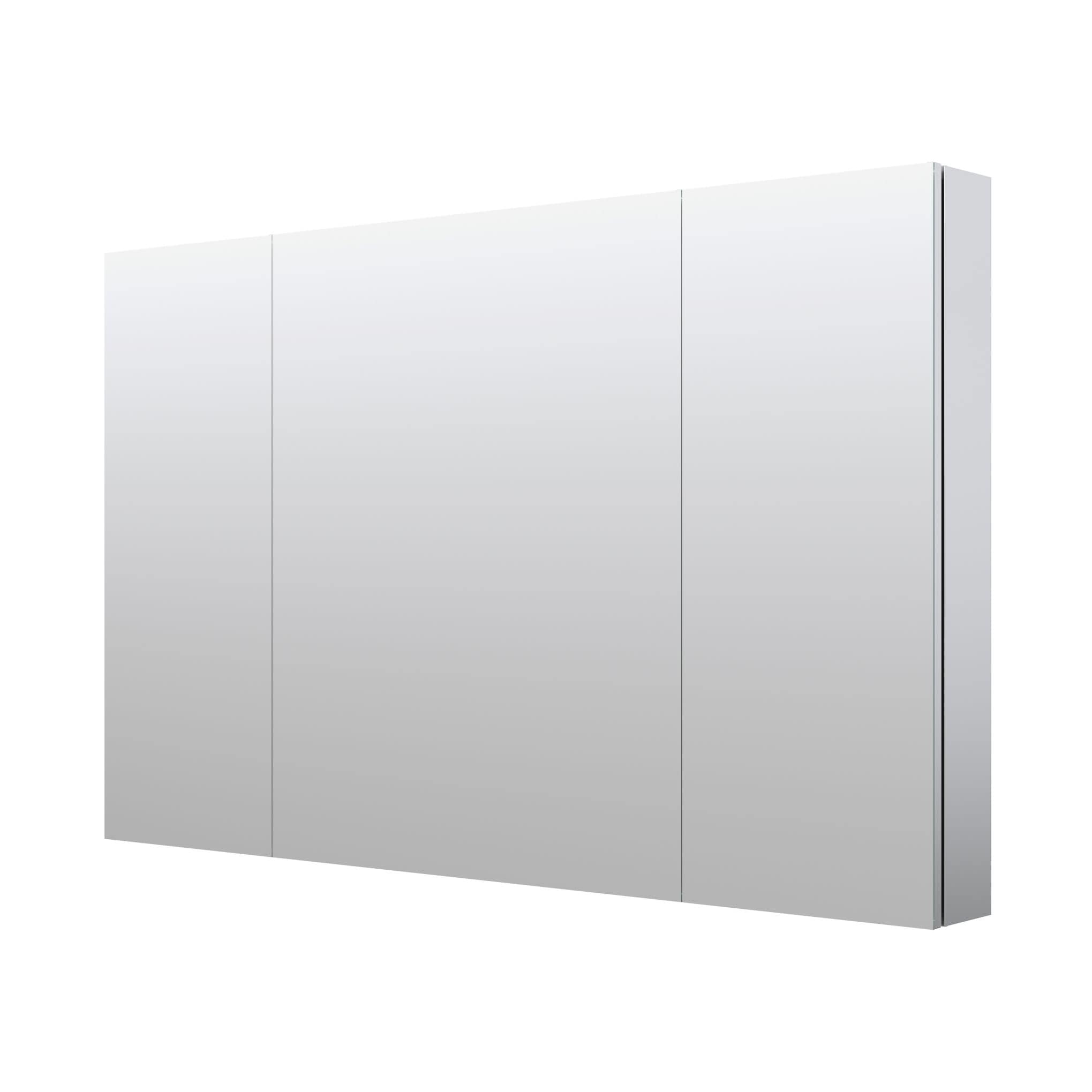 WELLFOR ROSA122412LRR 48-in x 30-in Surface/Recessed Mount Silver Mirrored Rectangle Soft Close Medicine Cabinet
