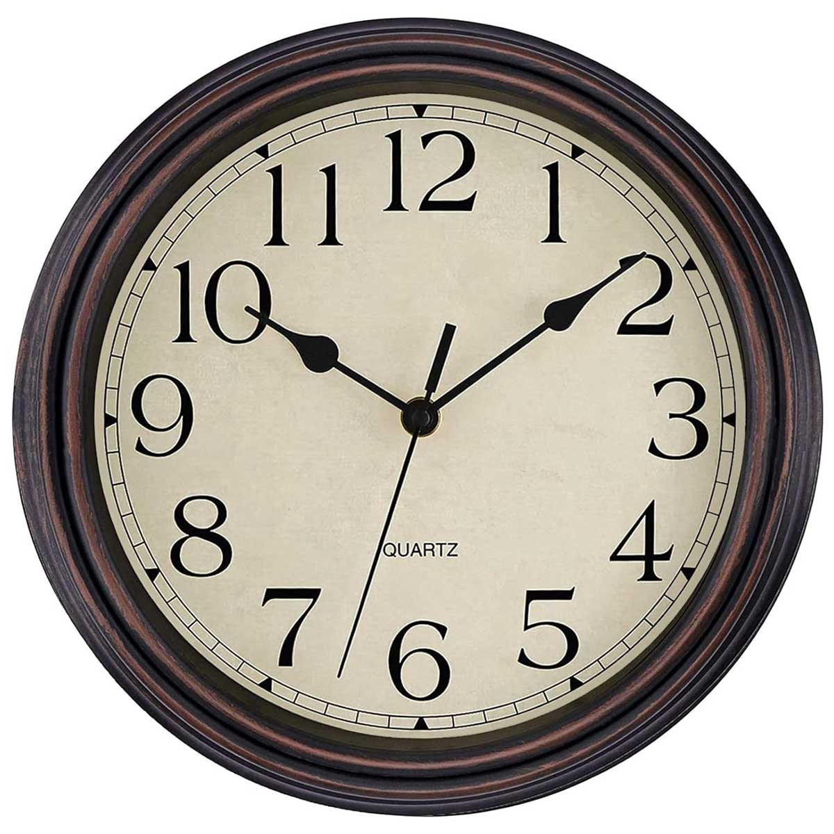 Aoibox TTS9311 Retro Silent Non-Ticking Round Classic Quartz Wall Clock for Living Room Kitchen Home Office 12 Inch Bronze