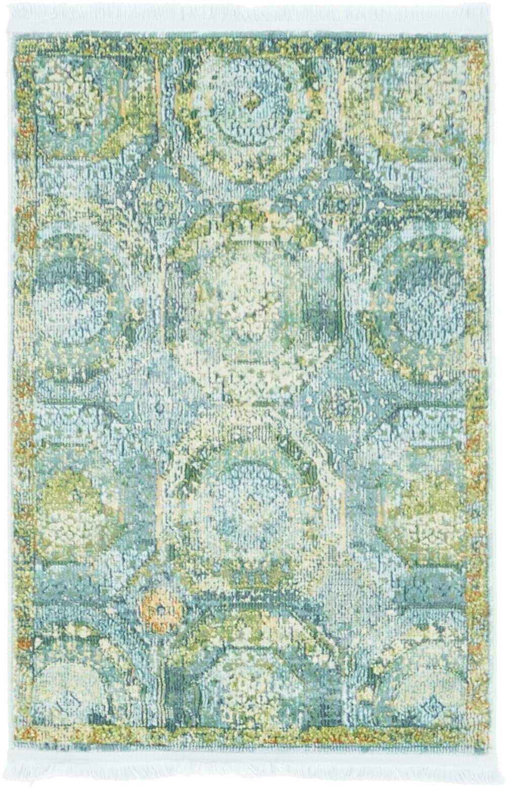 Unique Loom 3139549 Coppelia Baracoa 2 x 3 (ft) Loomed Polypropylene Light Blue/Beige Rectangular Indoor Geometric Bohemian/Eclectic Area rug