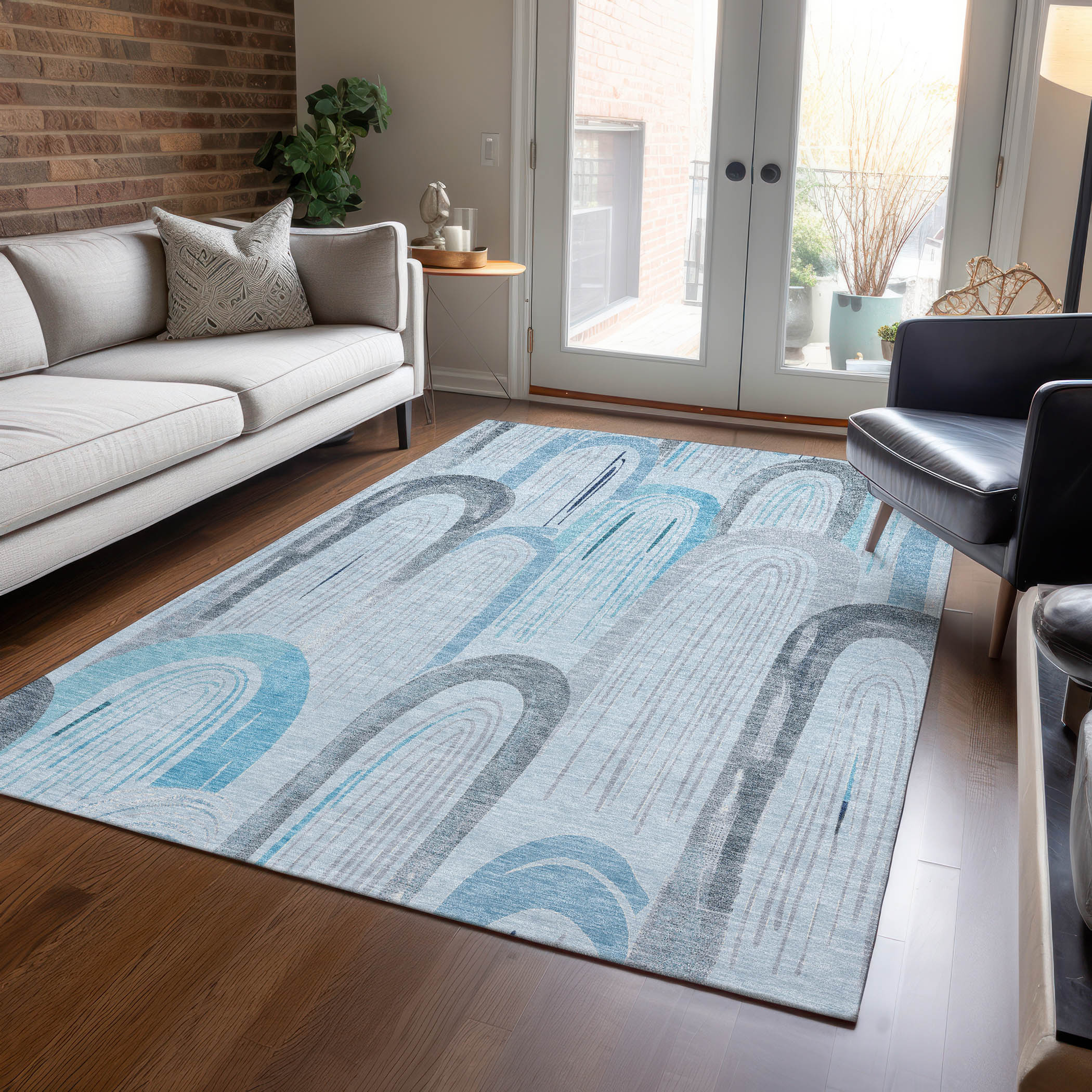 Addison Rugs ACN1594SK10X14 Chantille ACN1594SK 10 x 14 (ft) Polyester Sky Rectangular Indoor/Outdoor Geometric Machine washable Area rug
