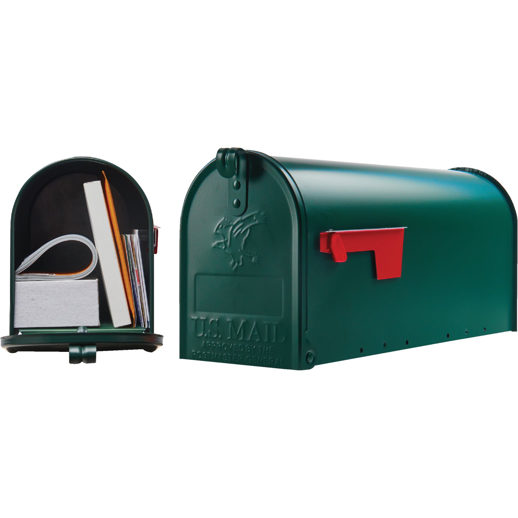 The Solar Group Solar Group Mailsafe Medium Mailbox - Plastic Aluminum Brushed-Aluminum Door Lock with 2 Keys Black.
