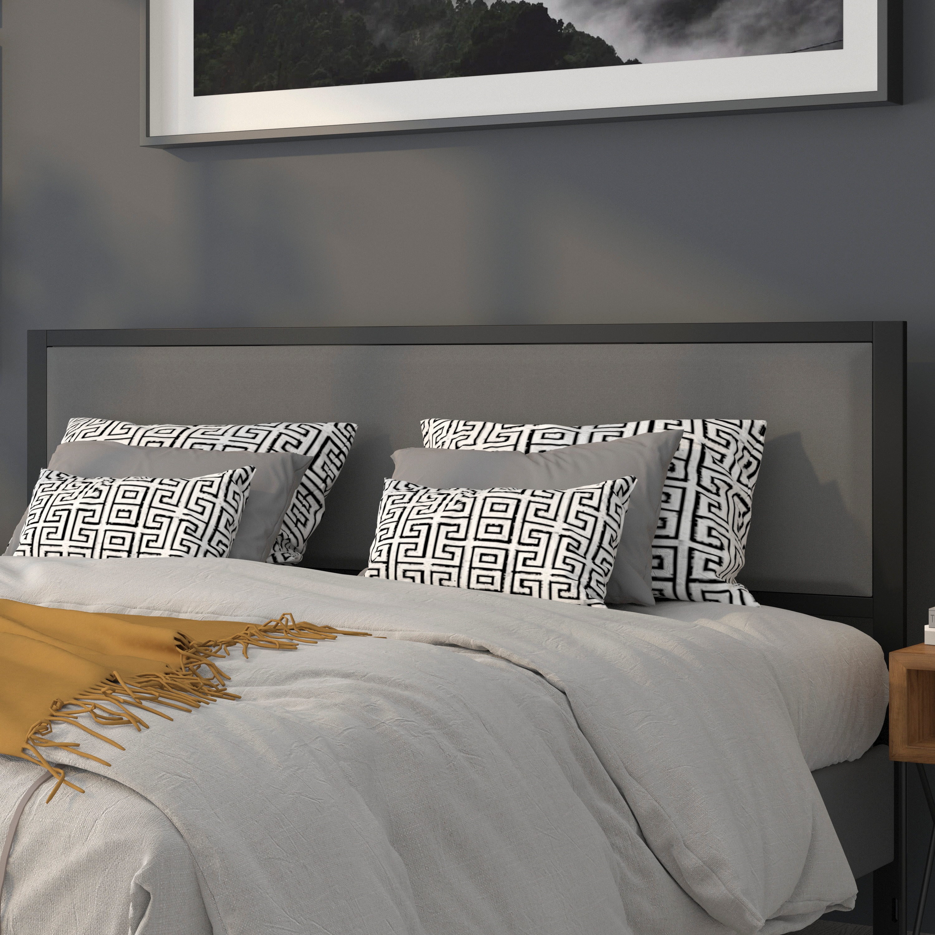 Flash Furniture 889142944935 Melbourne Dark Gray King Polyester Upholstered Headboard