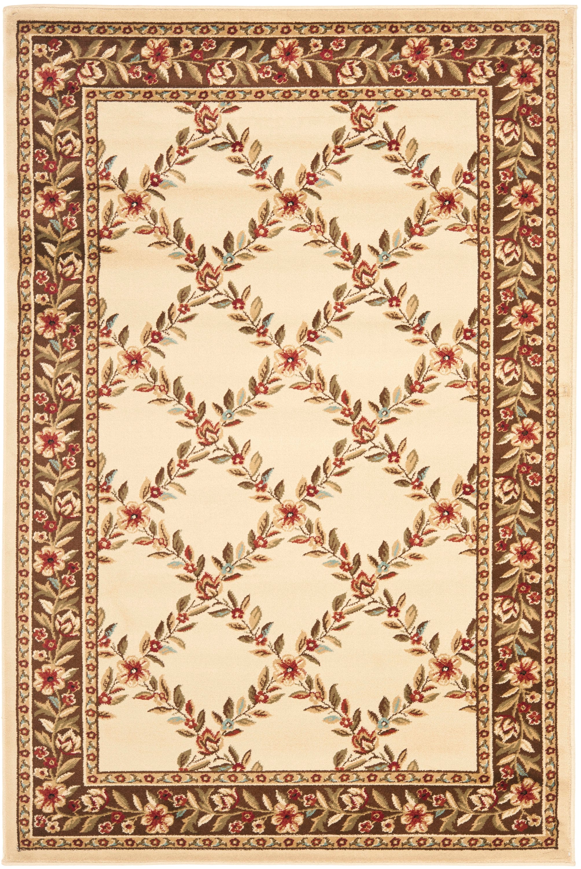 Safavieh LNH557-1225-4 Lyndhurst Open Floral 4 x 6 (ft) Loomed Polypropylene Ivory/Brown Rectangular Indoor Floral/Botanical Farmhouse/Cottage Area rug