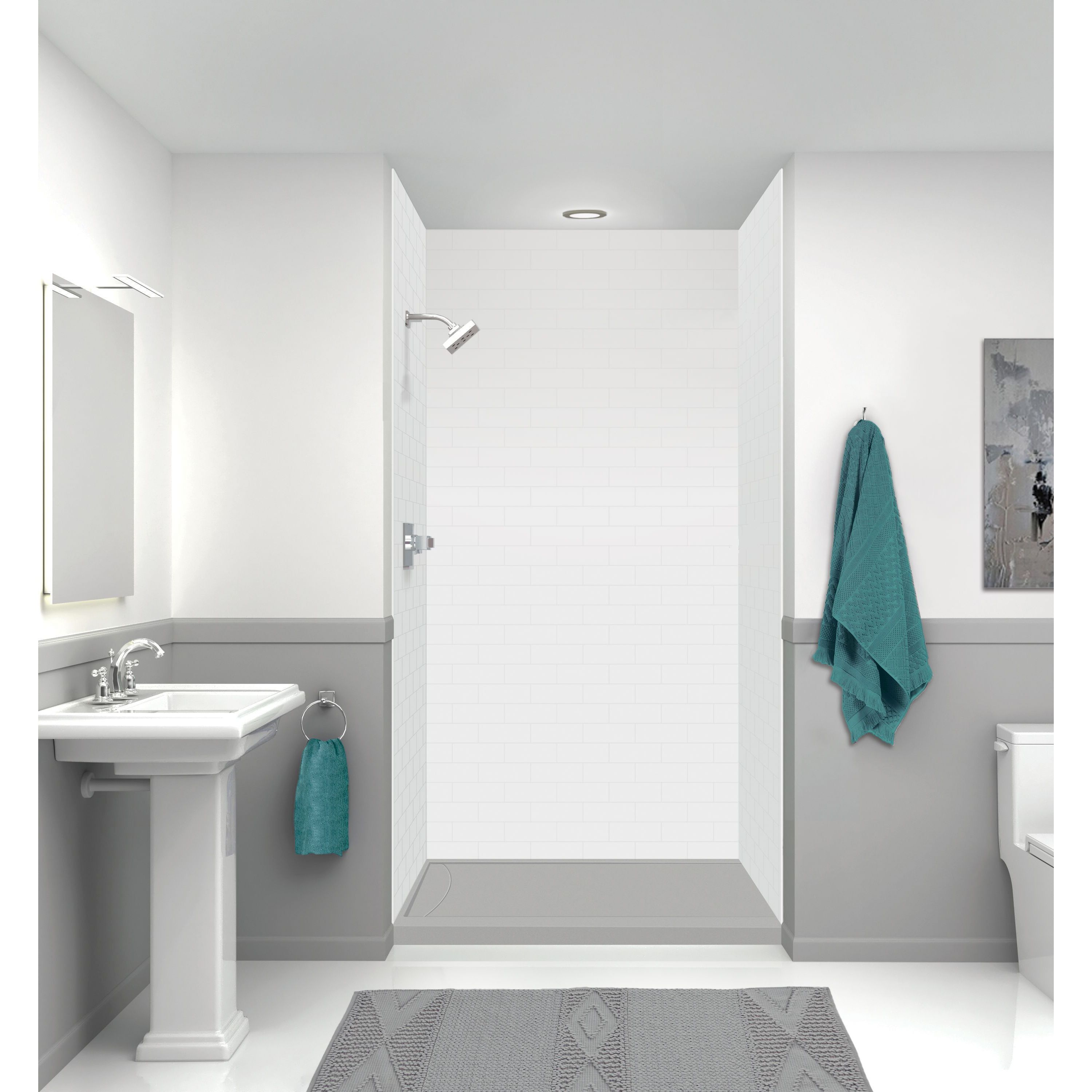 Transolid FSL4834L-87 34-in W x 48-in L Left Concrete Single Threshold Rectangle Shower Pan Base with 2-in H Threshold