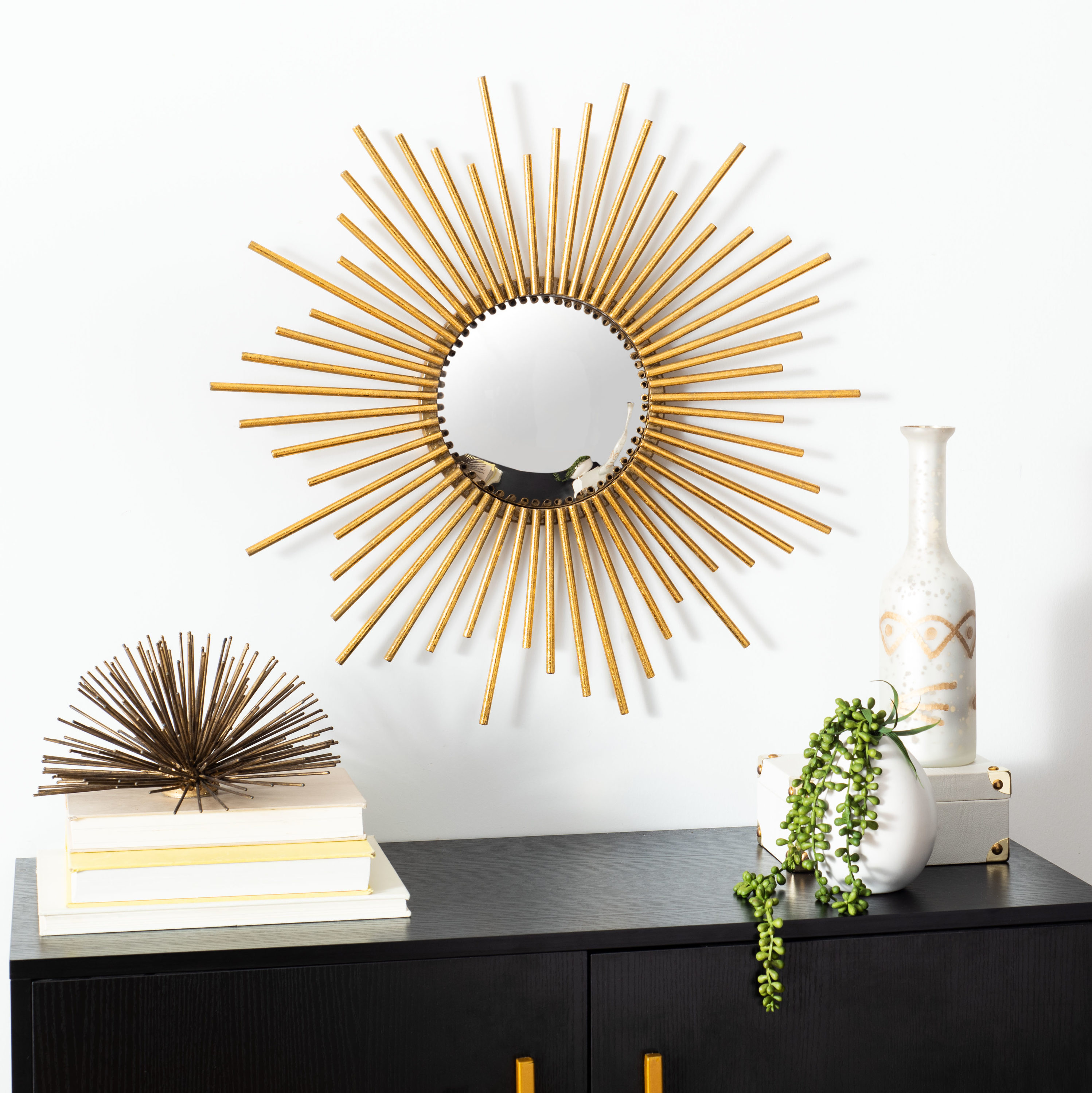 Safavieh Rosaland 24-in W X 24-in H Sunburst Gold Foil Framed Wall 