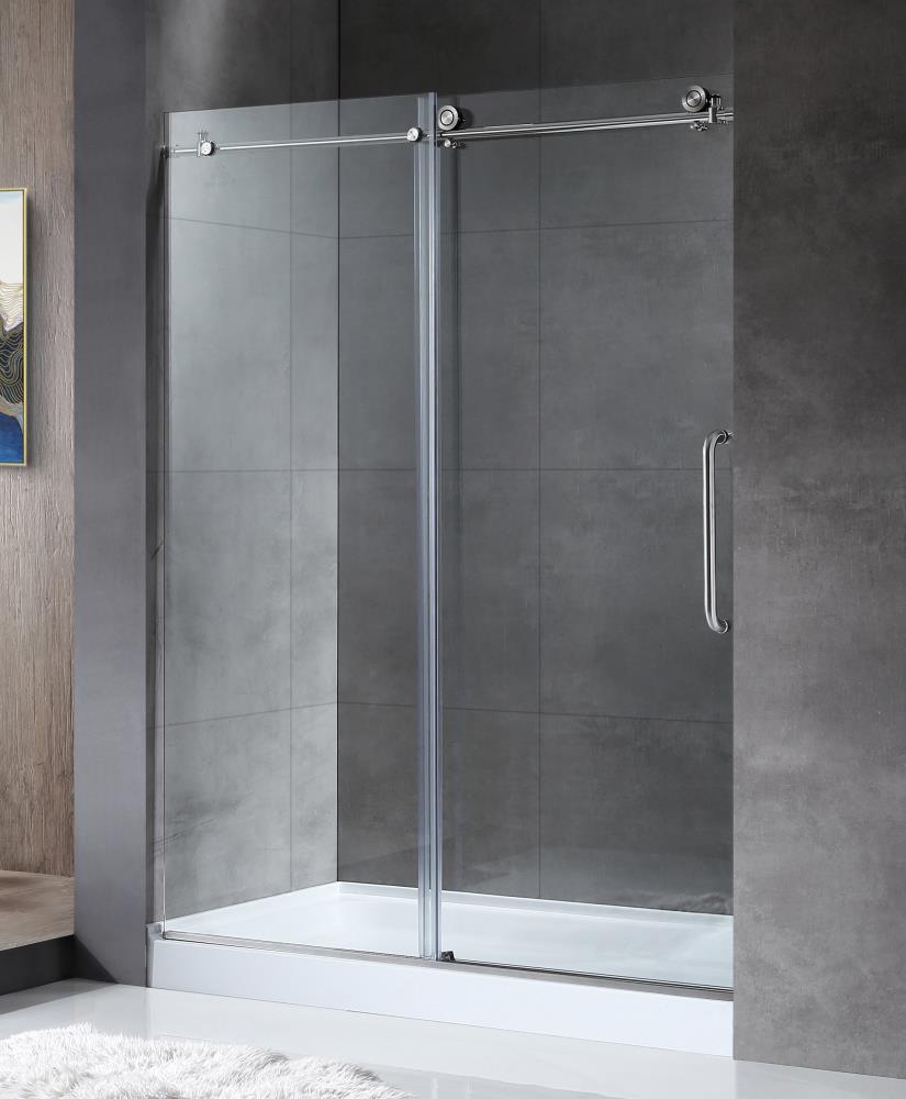 60 Single Sliding Shower Door with Klearteck Treatment (3/8 Thickness)  (Brushed Nickel) BH Bill Frameless