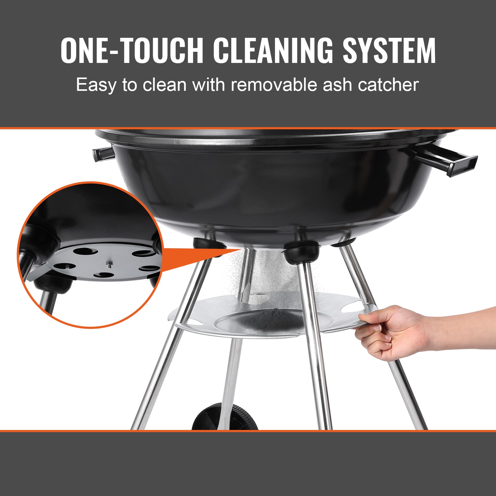 VEVOR 32'' Black Porcelain-Enameled Kettle Charcoal Grill
