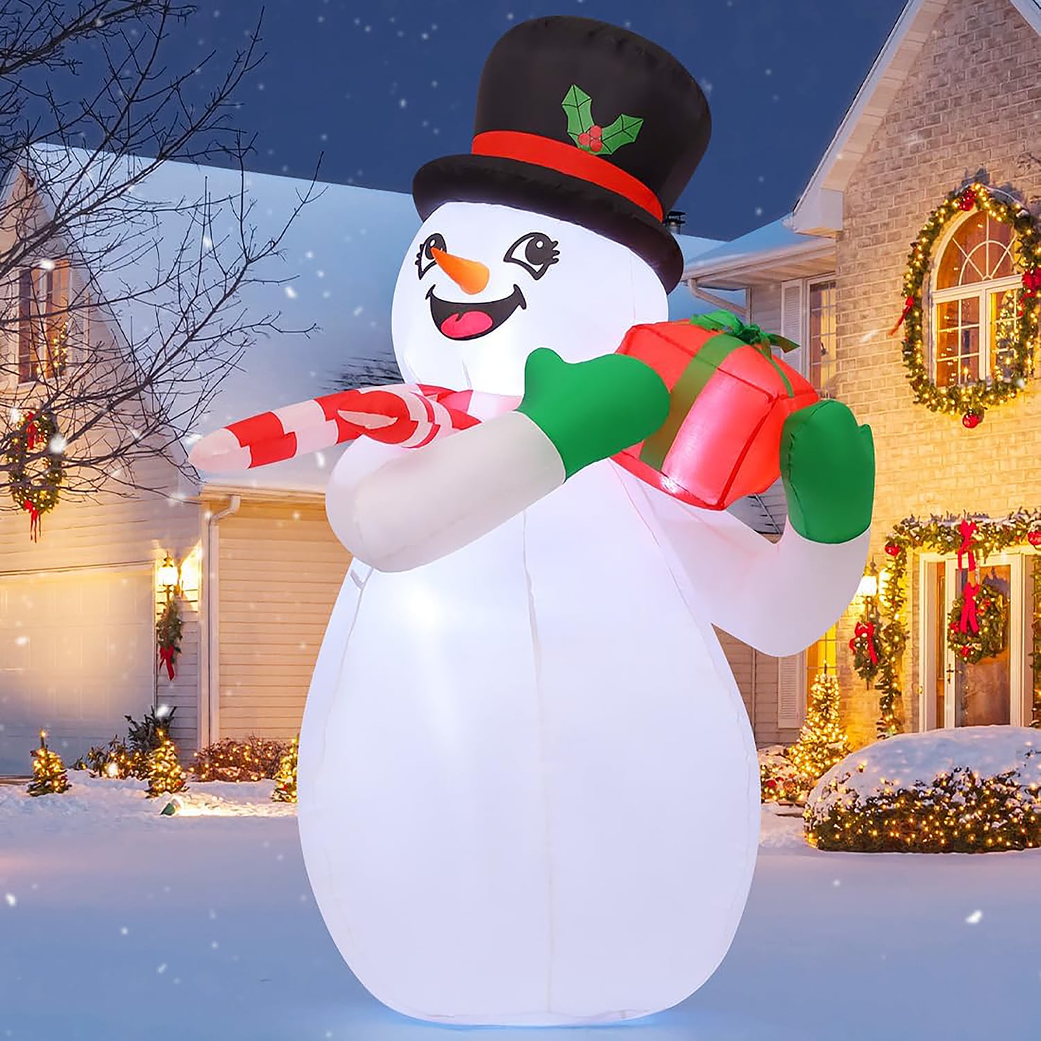 GOOSH 5-ft Lighted Snowman Christmas Inflatable DJ-SD-27154-5 at Lowes.com