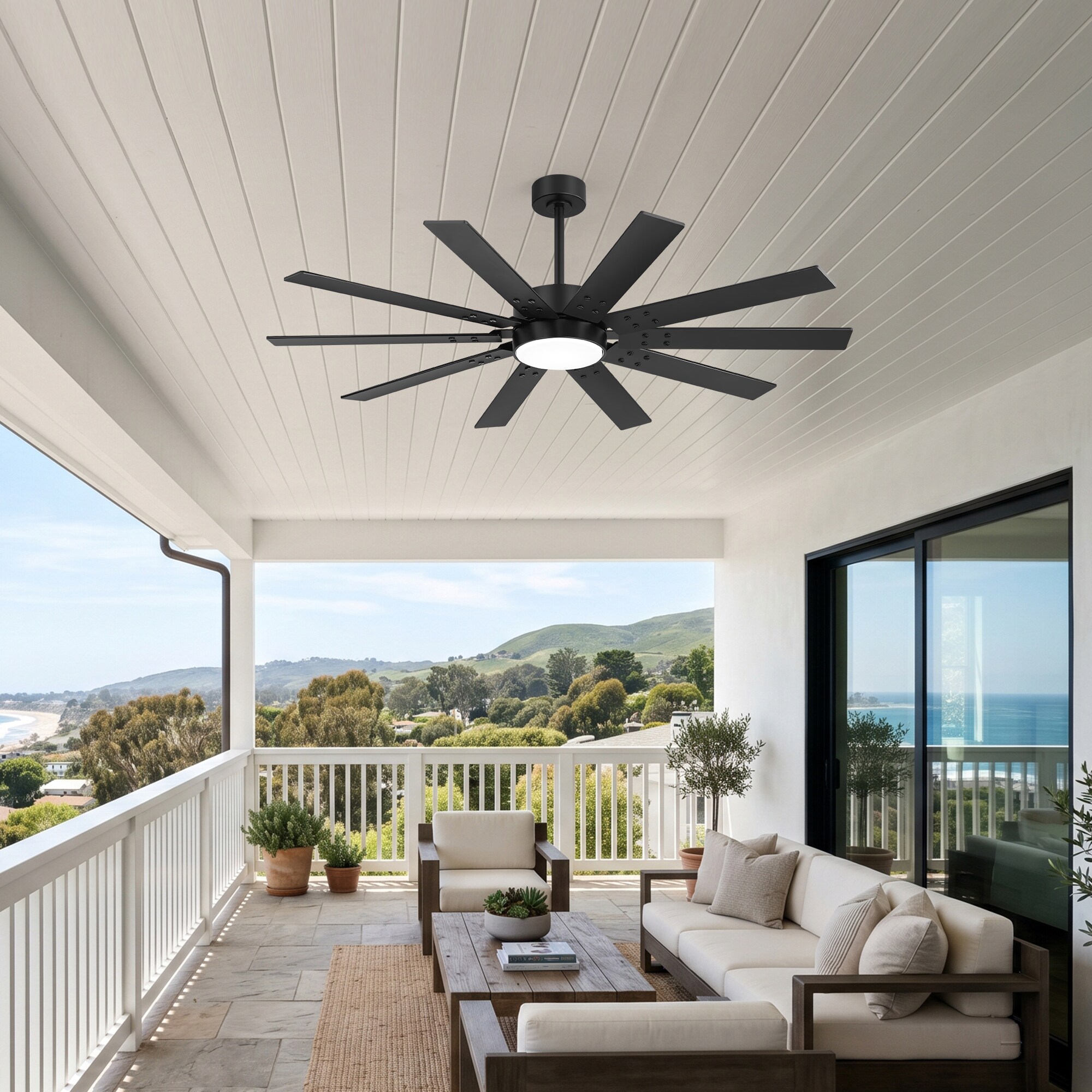 Airsurfer 60-in Black with Black and Walnut Blades Integrated LED ...