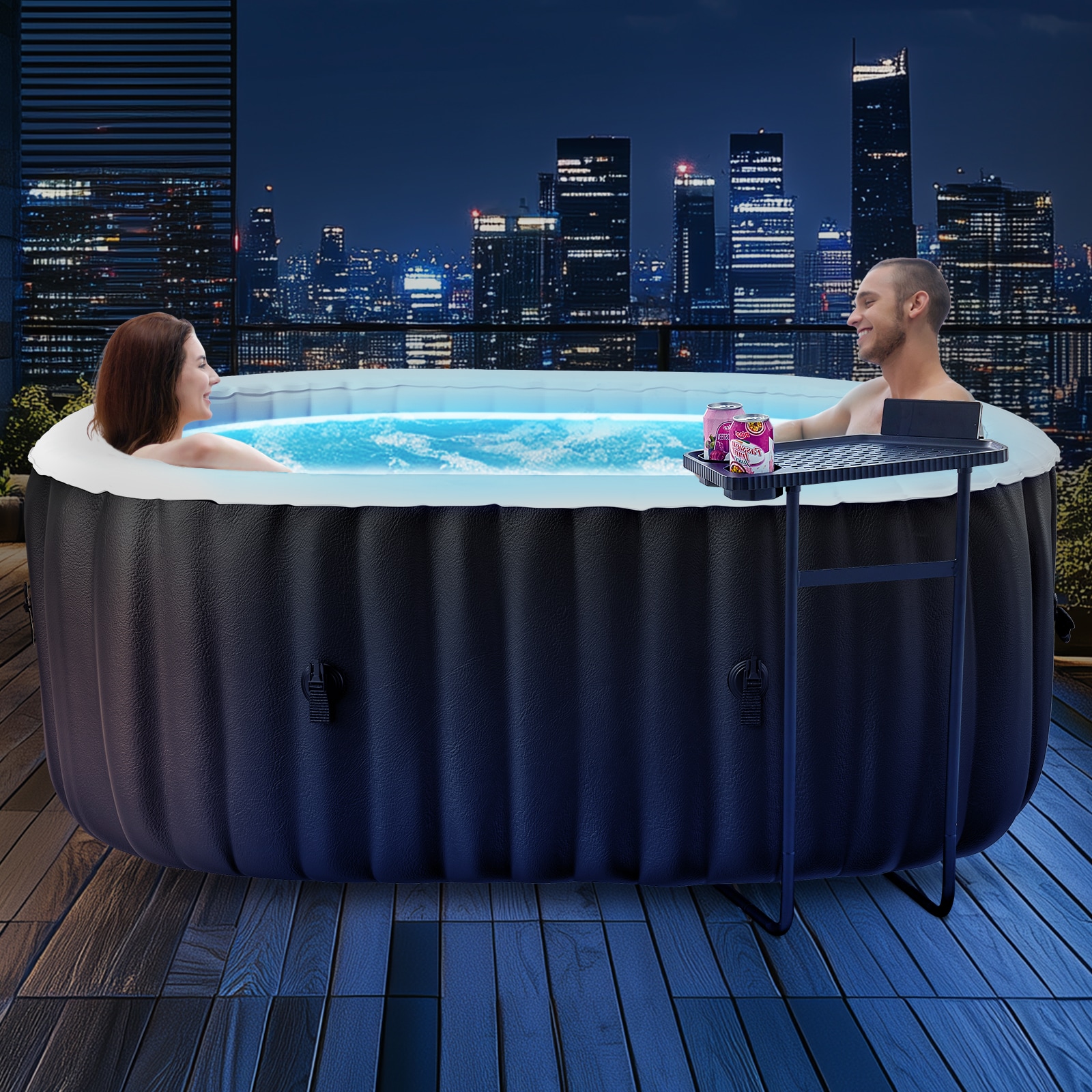 Esazn 1 Jet 2 -Person Inflatable Round Hot Tub (Cover Included) #CQYG-F-4-LYU