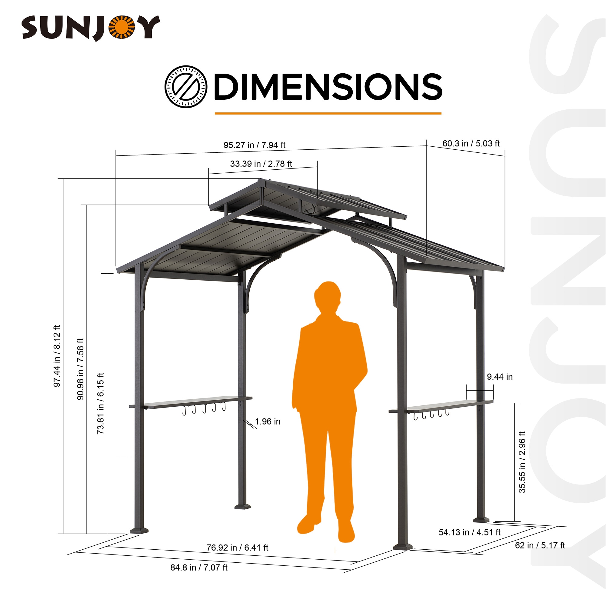 Sunjoy 5-ft x 8-ft Rectangle Brown Metal Steel Roof Grill Sunjoy 5-ft x 8-ft Rectangle Brown Metal Steel Roof Grill