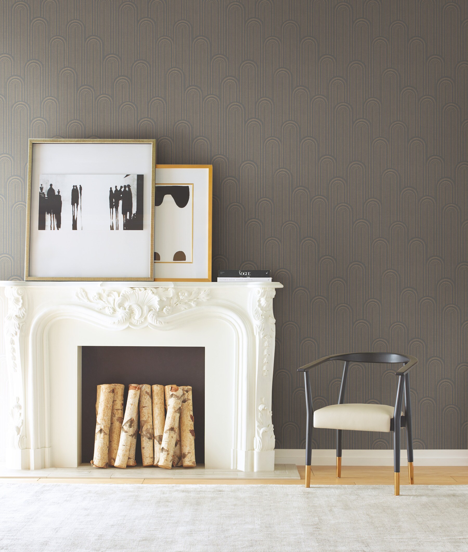 York Wallcoverings CA1541 Antonina Vella Deco 60.8-Sq. Feet Charcoal Non-woven Abstract Unpasted Wallpaper