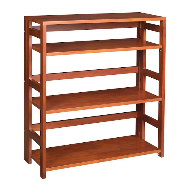 Cherry Wood 3 Shelf Modular Bookcase, 30 Inch High Bookcase With Doors