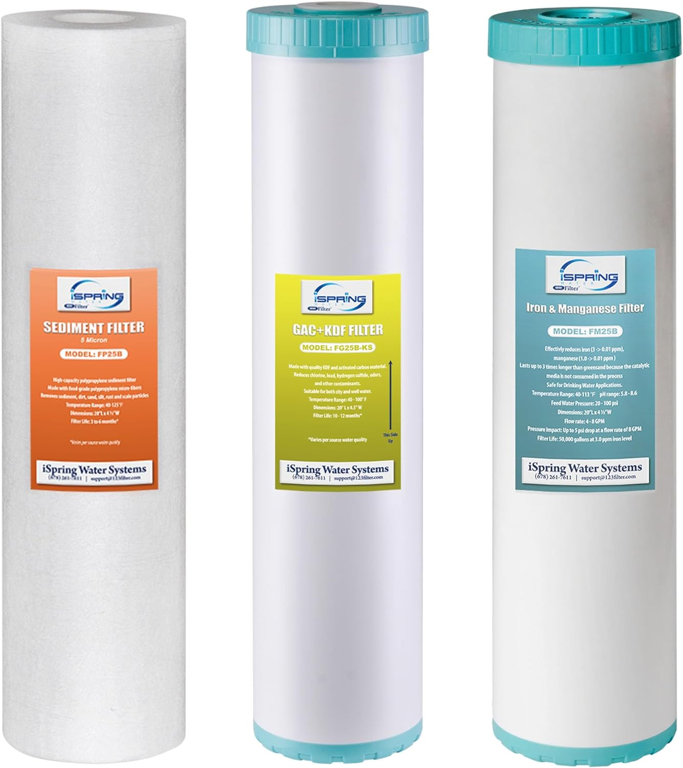 iSpring F3WGB32BMKS F3WGB32B Carbon block Whole house Replacement Filter 3 -Pack