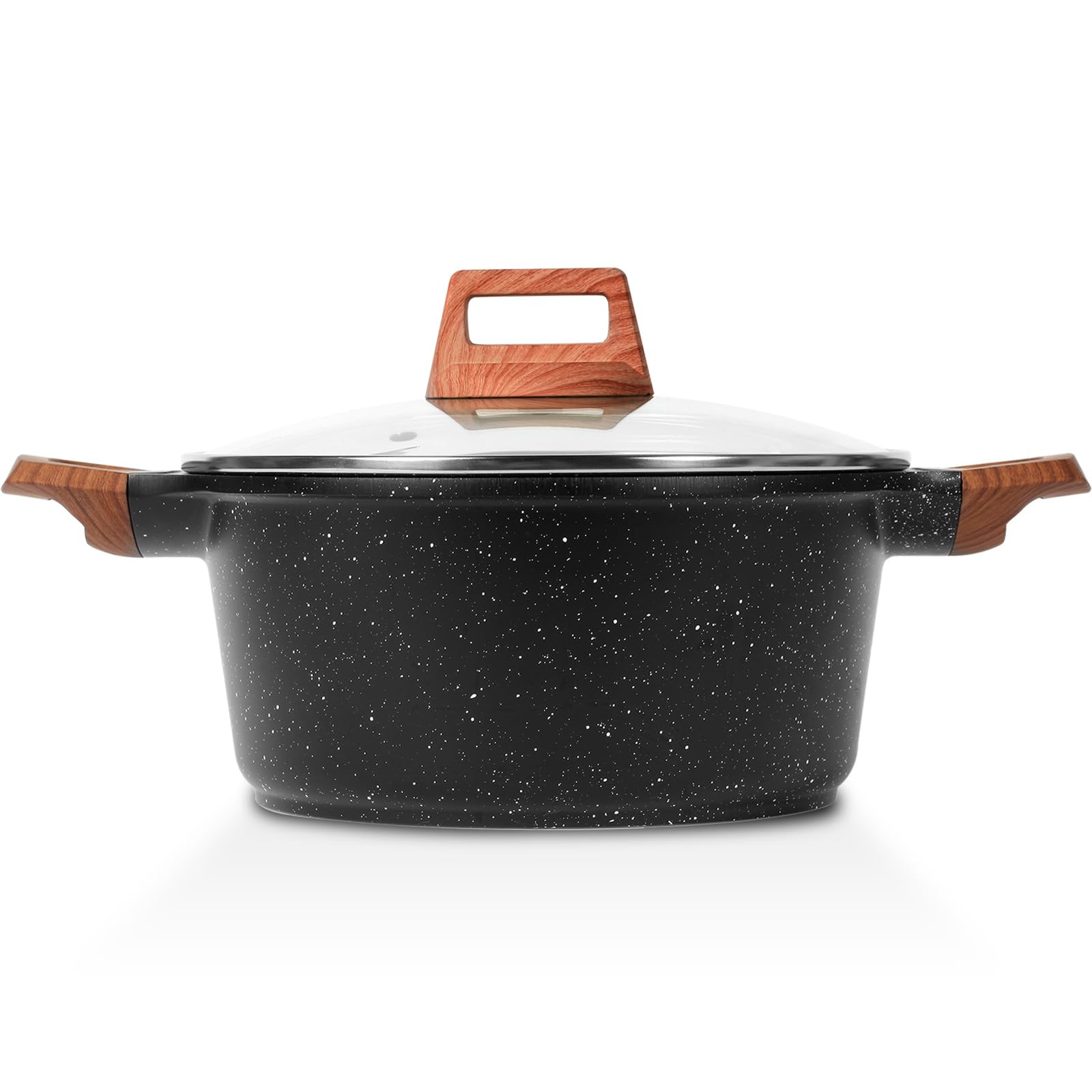 Aoibox  Nonstick Granite Stock Pot with Lid 5 Quart Casserole Soup Pasta Pot Induction Compatible PTFE PFOA Free