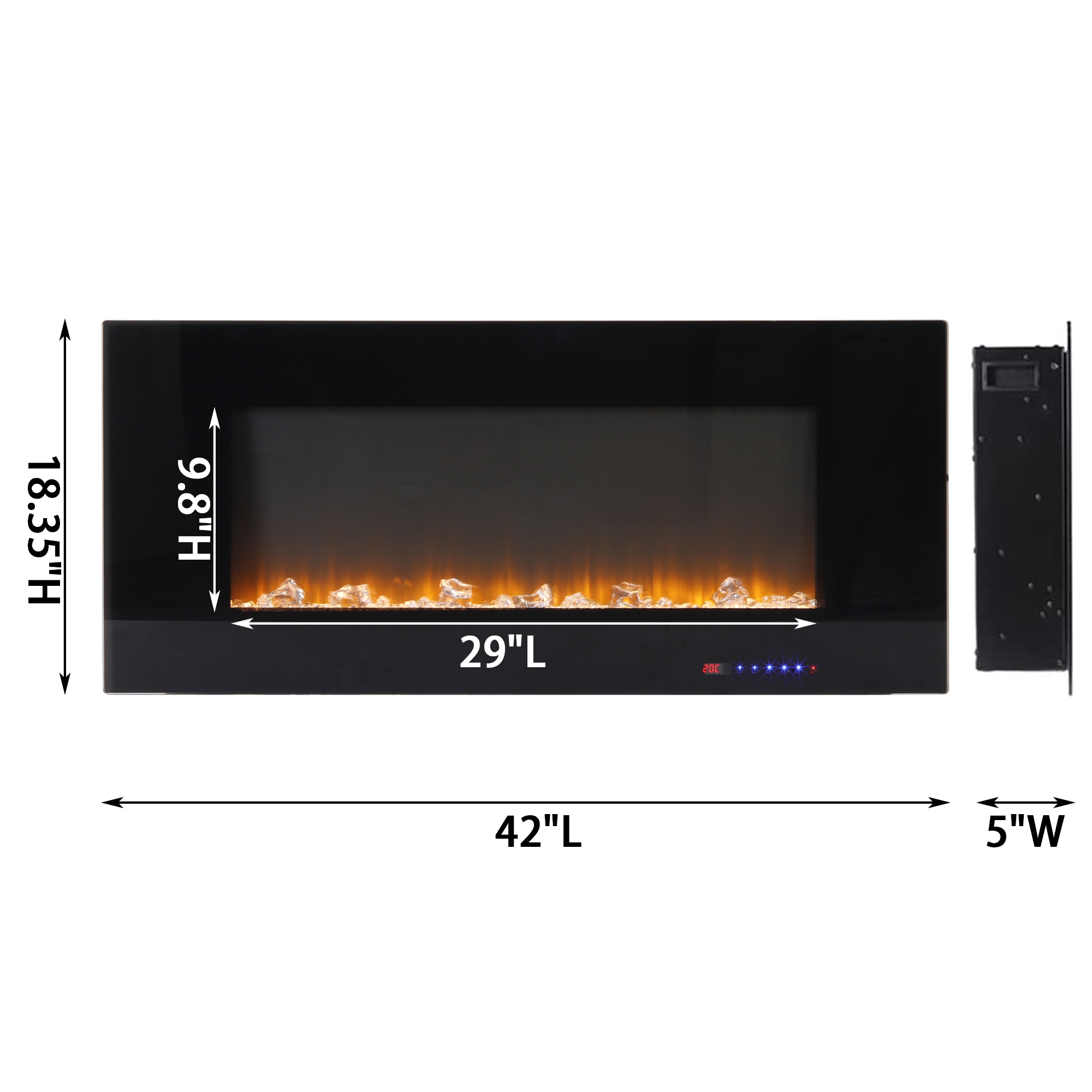 GZMR 42.04-in W Black LED Electric Fireplace in the Electric
