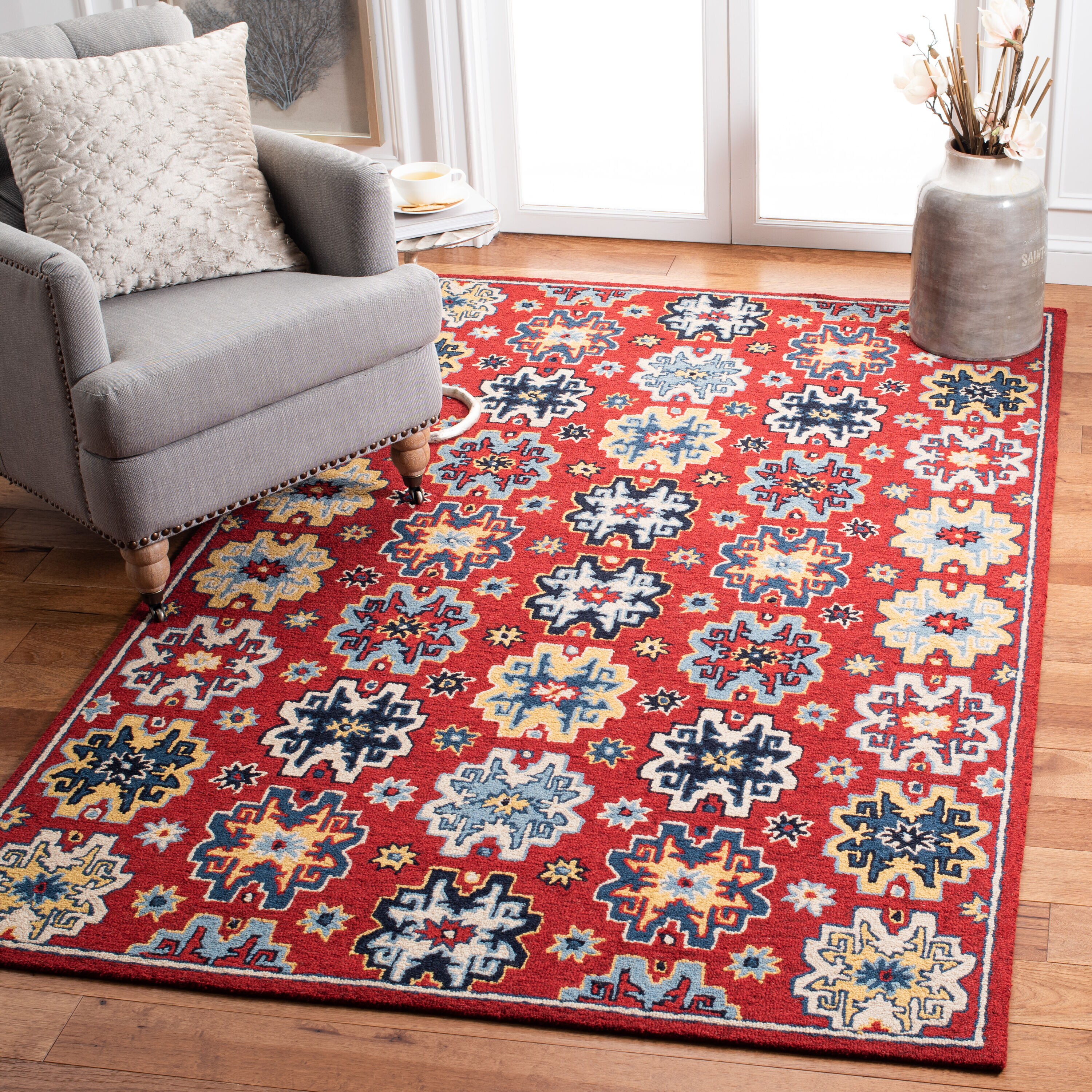  Heritage 746 Red/Blue Traditional 4ft x 6ft Small Rectangle Rug