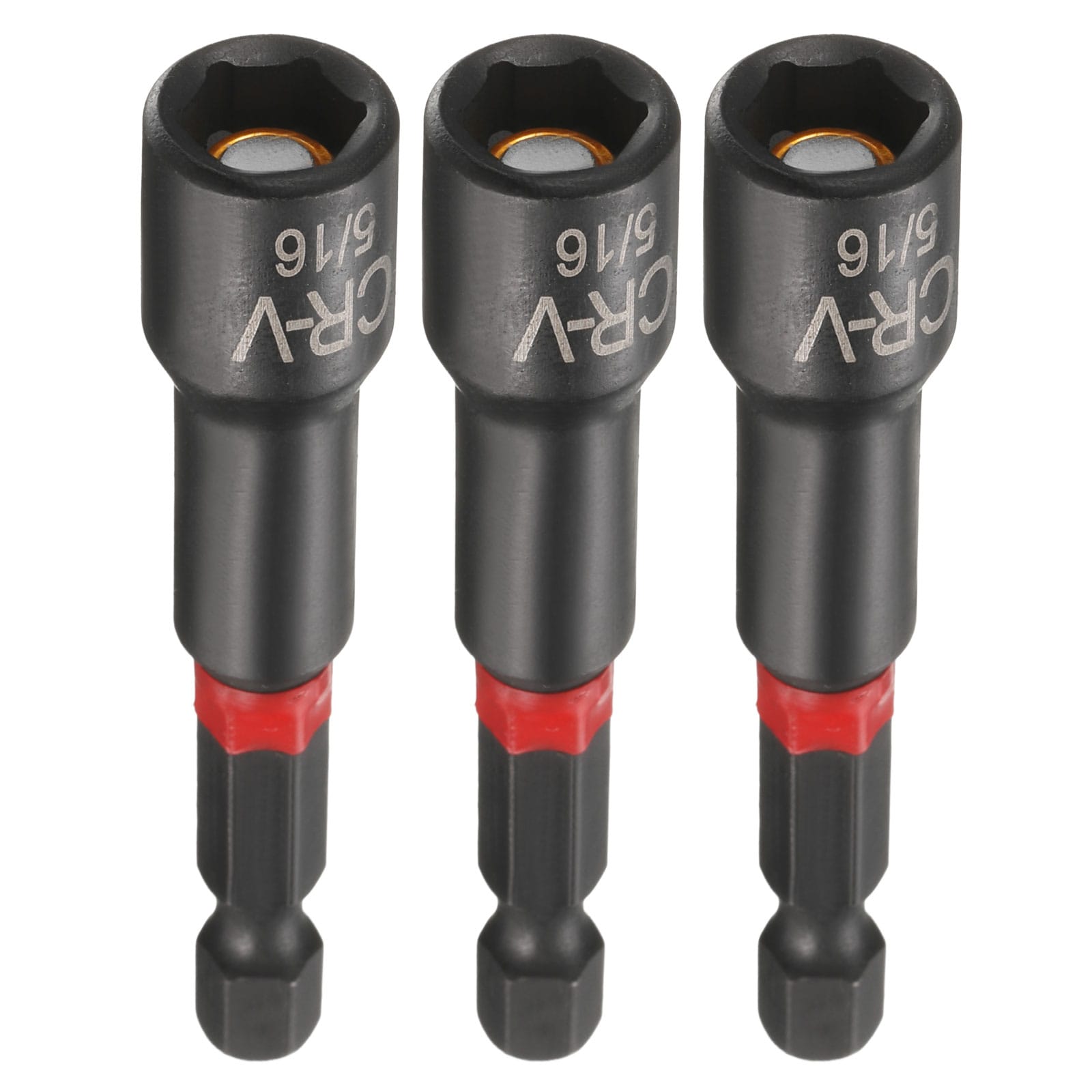 Harfington 3pcs Nut Driver Drill Bit 5/16 Inch Socket 1/4 Inch Hex Shank 3 Inch (65mm) Long Magnetic 6-Point Sockets Quick Change Phosphated CR-V Steel Bolt Setters for Power Drill Drivers Black #S26050800UX6332