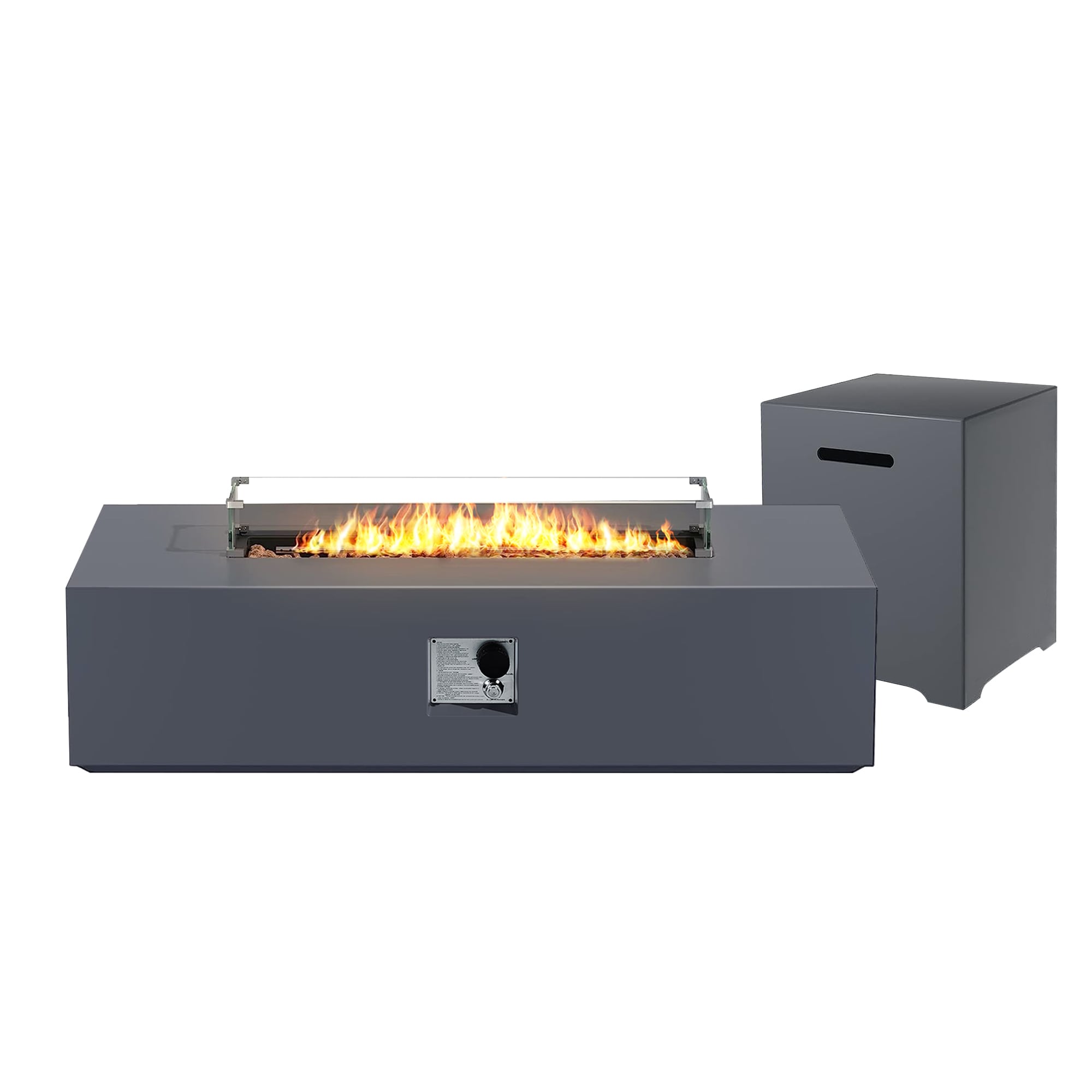 Patio Watcher 56S-CFX-BEIGE-GST 56-in W Gray Magnesium oxide Rectangle Liquid propane Fire pit table