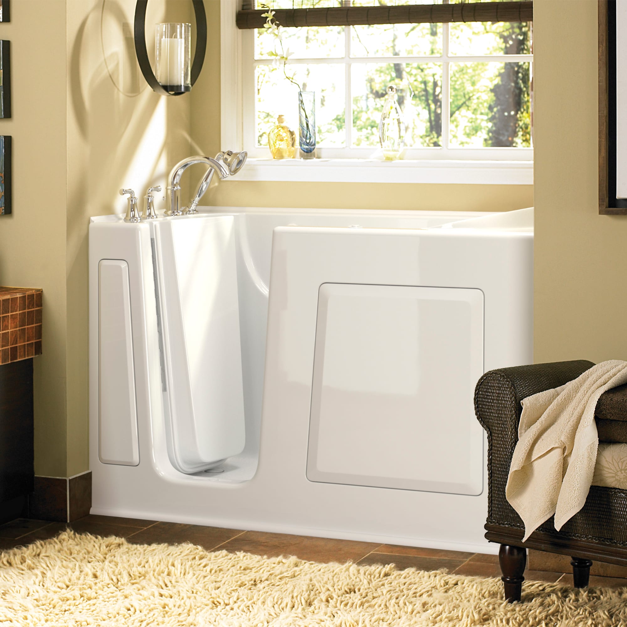American Standard 3060.309.ALW 30.0-Inches x 59.0-Inches White Fiberglass Rectangular Walk-in Air bath with Faucet Hand Shower Drain ( Left Drain )