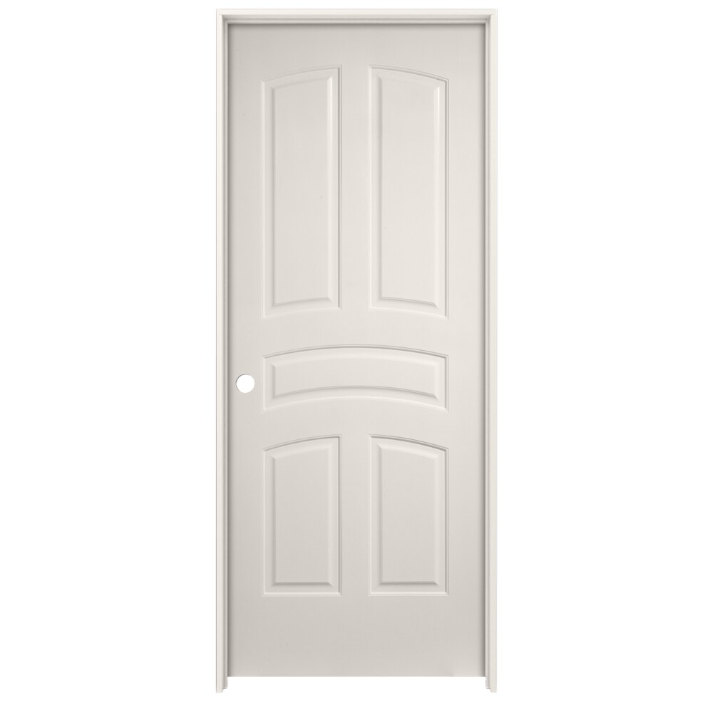 Millennium Collection LO965473 30-in x 80-in Primed Solid core 5-panel arch top Right hand Smooth Primed MDF Flat Jamb Single Prehung Interior Door