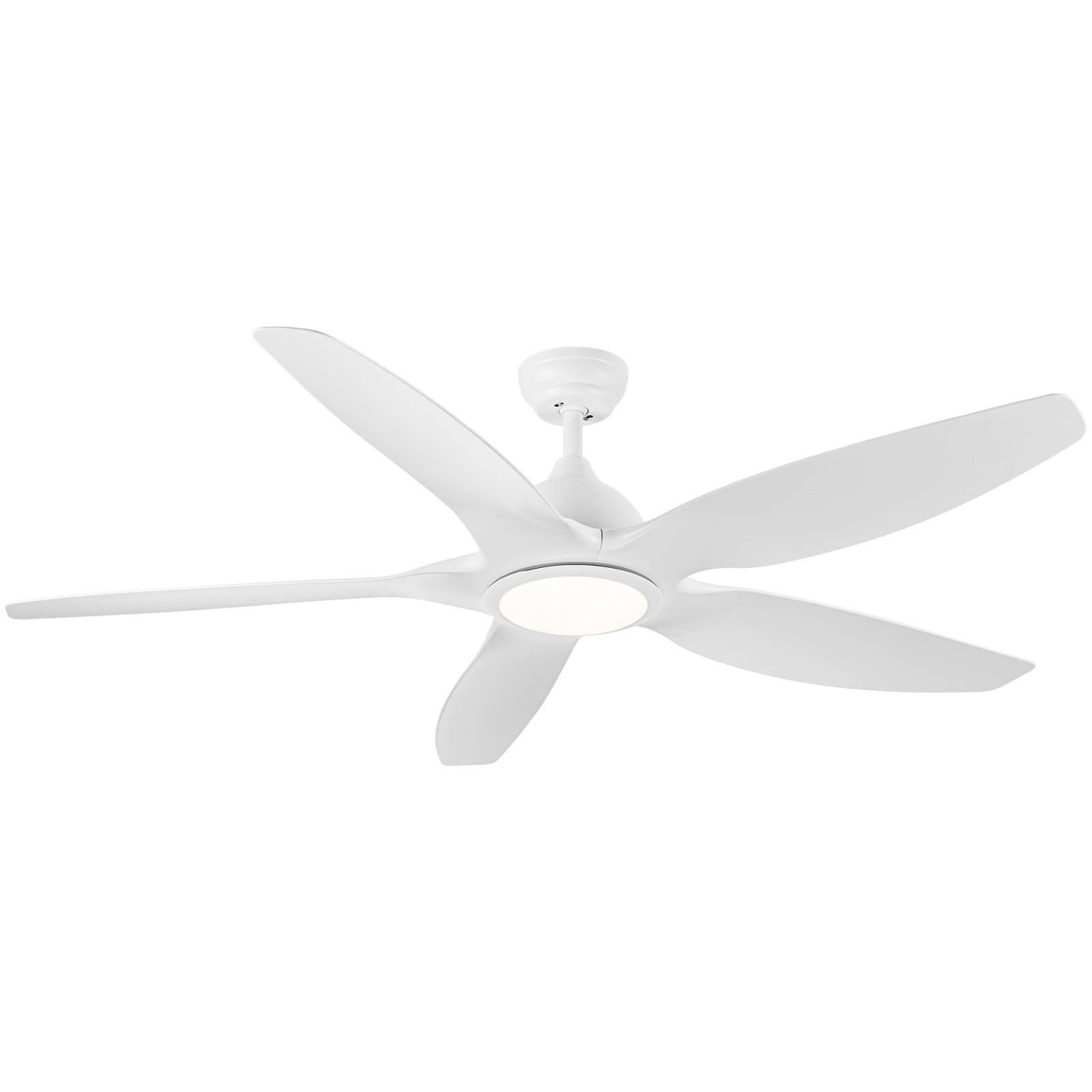 GlasFlength  60-Inch Modern Integrated LED Ceiling Fan Lighting With White ABS Blade Sleek Profile For Large Room Living Space Wide Application