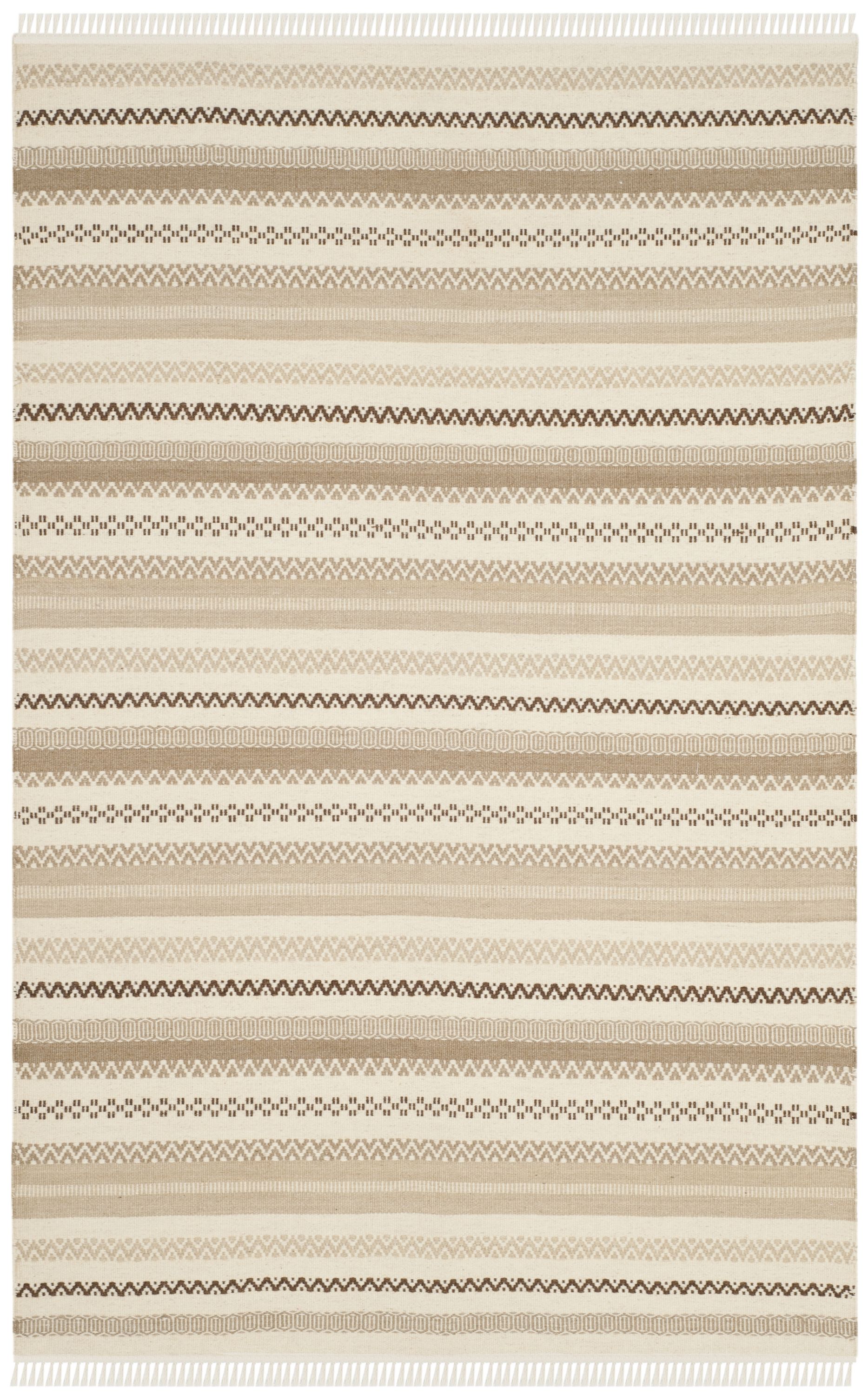 Safavieh KLM101B-4 Kilim Tamya 4 x 6 (ft) Wool Beige Rectangular Indoor Stripe Oriental Area rug