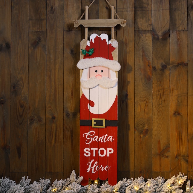 Glitzhome 42-in Santa Free Standing Decoration in the Outdoor Christmas ...