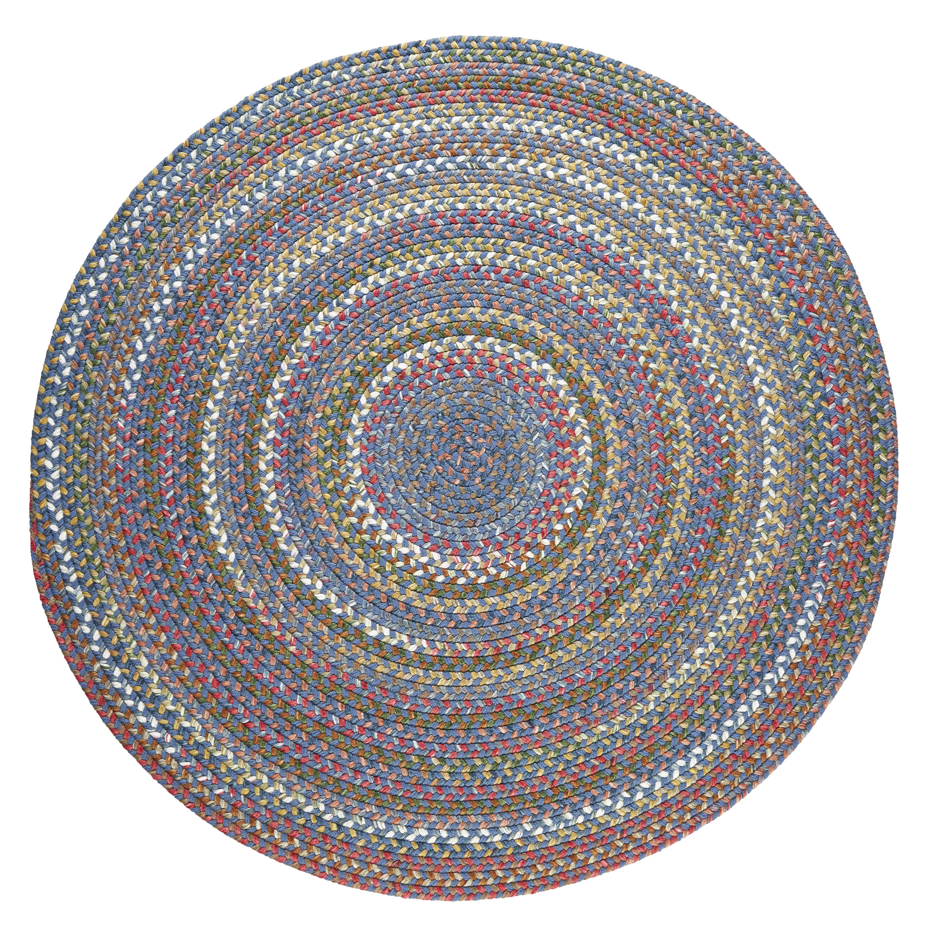 Rhody Rug CJ95R096X096 8 x 8 (ft) Braided Polypropylene Sapphire Round Indoor/Outdoor Geometric Area rug